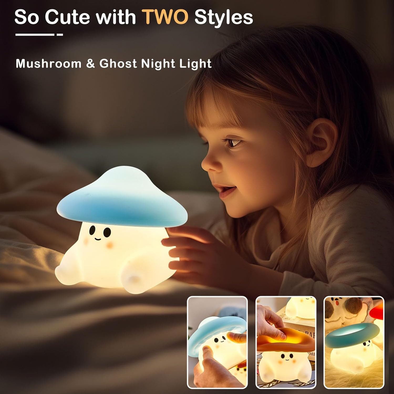 FELIXLEO LED Nachtlicht Pilz Nachtlicht fuer Kinder Silikon Baby Lampe Dimmbar Aufladbar