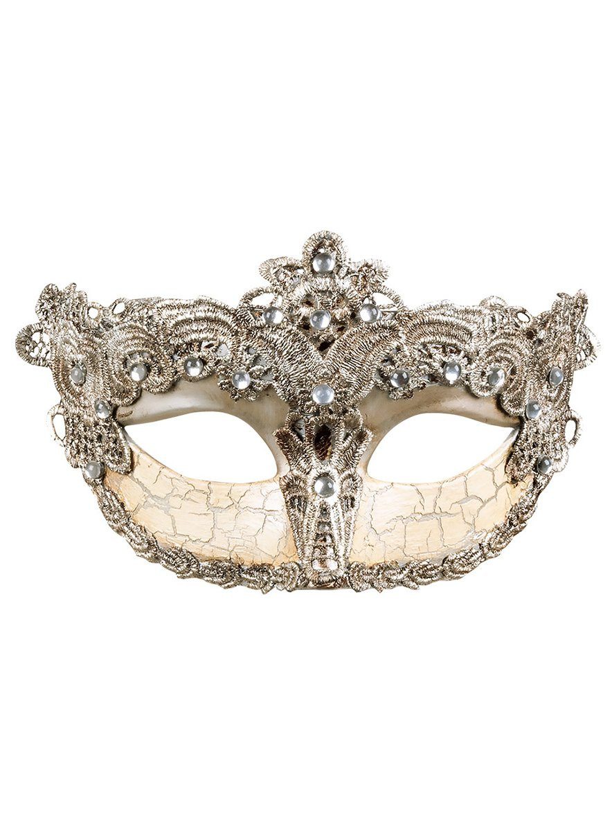 Boland Verkleidungsmaske Venezianische Kunststoffmaske antiquiert, Eine Colombina-Maske für Karneval oder Krimidinner