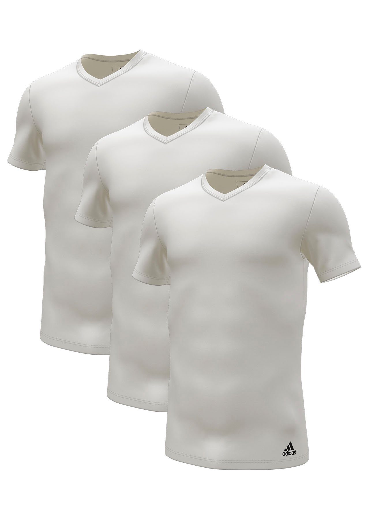 adidas Sportswear Unterhemd V-Neck Shirt 3er Pack (Packung, 3-St) Aktiv Cotton Shirt mit V-Ausschitt Weiß