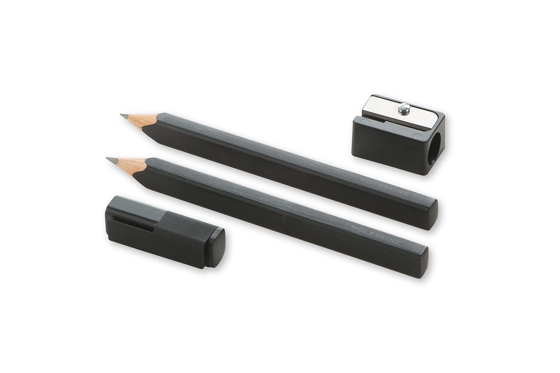 MOLESKINE Bleistift, Schwarzes-Set 2 Bleistifte / 1 Kappe / 1 Anspitzer