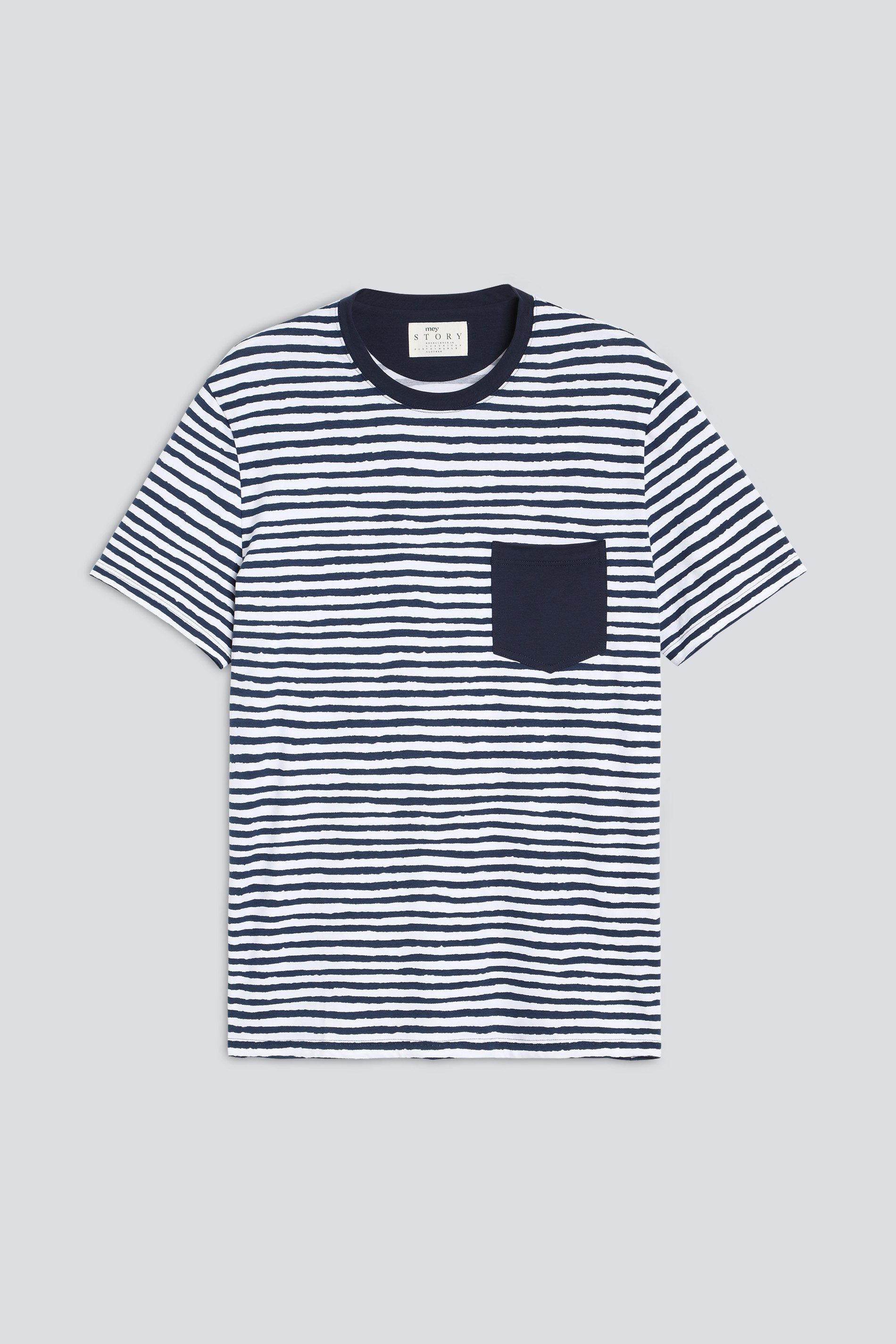 Mey T-Shirt Mey Herren T-Shirt Serie Cotone Strech Gestreift (1-tlg)