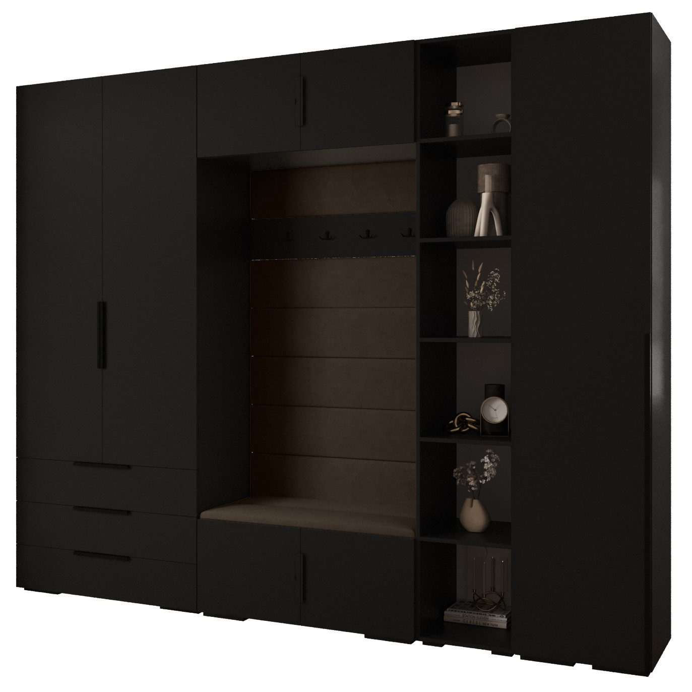 ABIKS MÖBEL Kompaktgarderobe INOVA 1 SATZ 11 Möbelset, Garderobe mit Kleiderstange und Regalen
