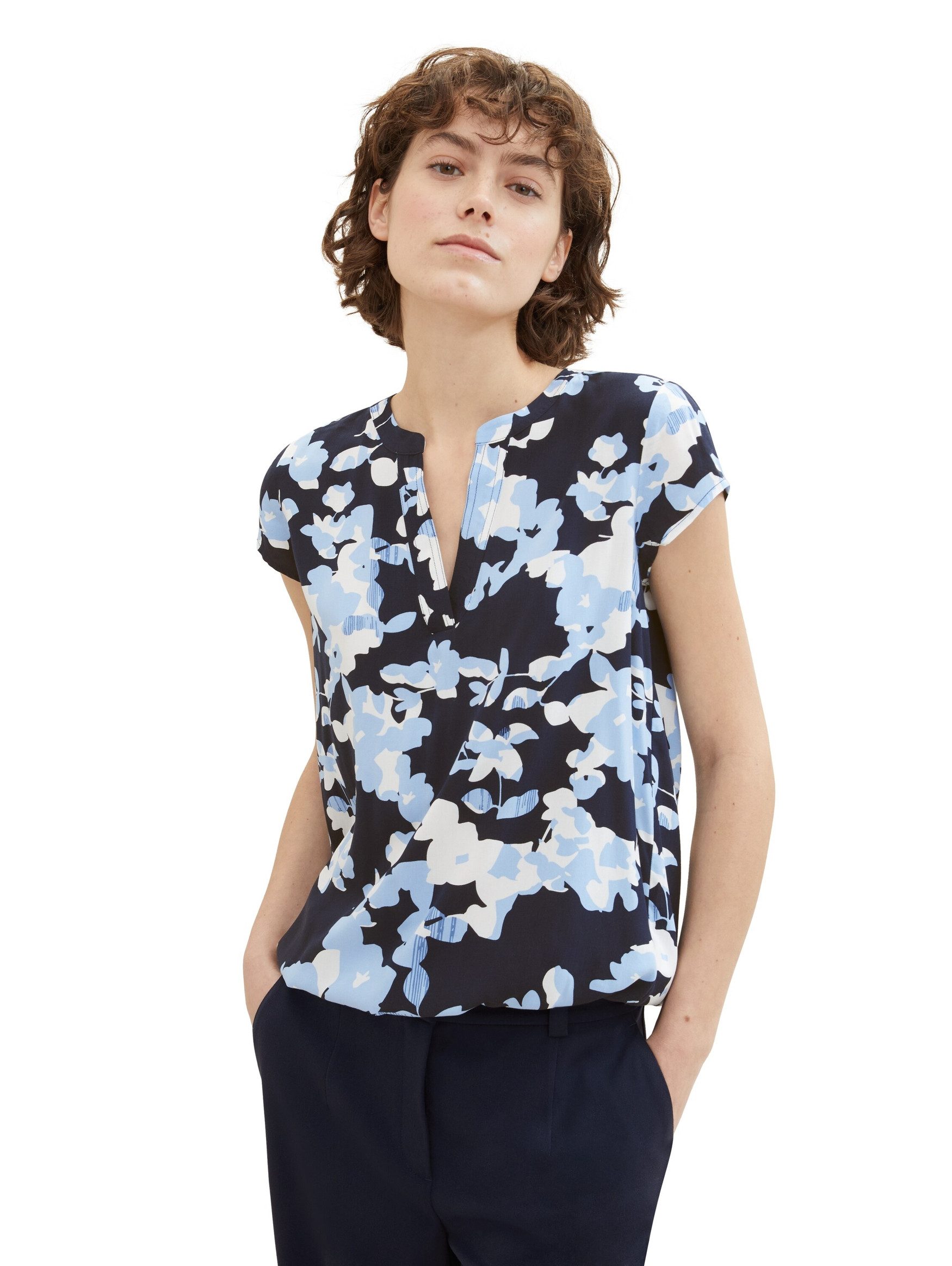 TOM TAILOR Blusenshirt Gemustertes Design Kurzarm günstig online kaufen