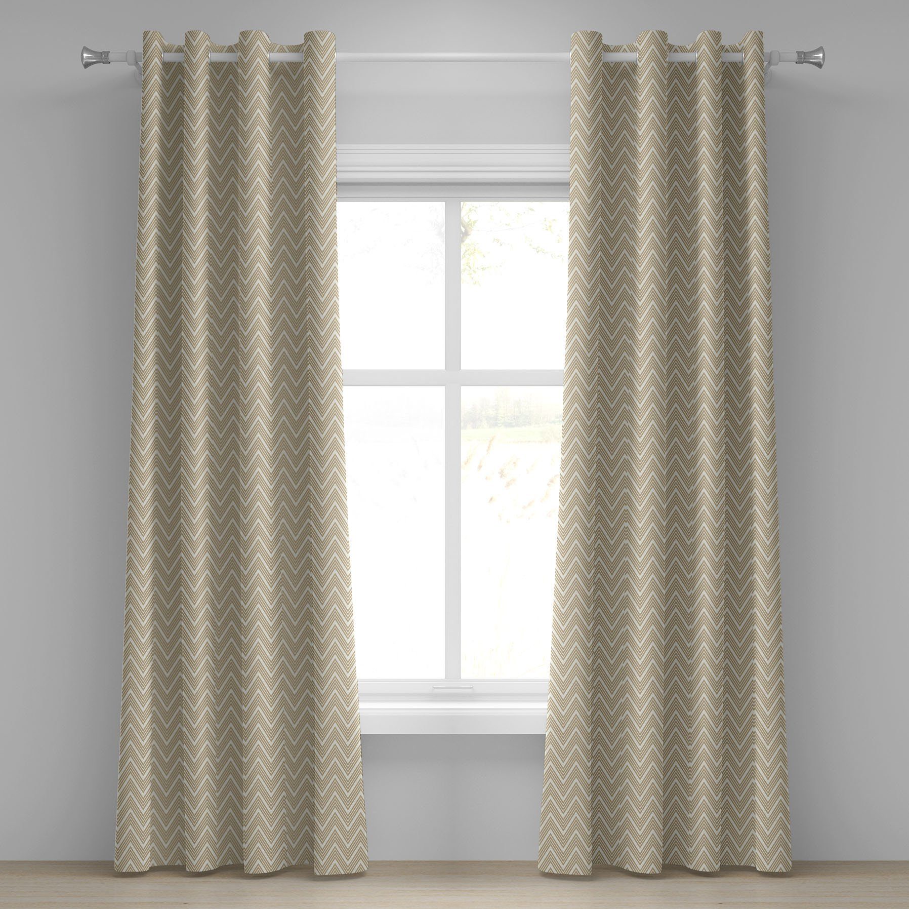 Gardine Dekorative 2-Panel-Fenstervorhänge für Schlafzimmer Wohnzimmer, Abakuhaus, Beige 3 Dimensional Stripes