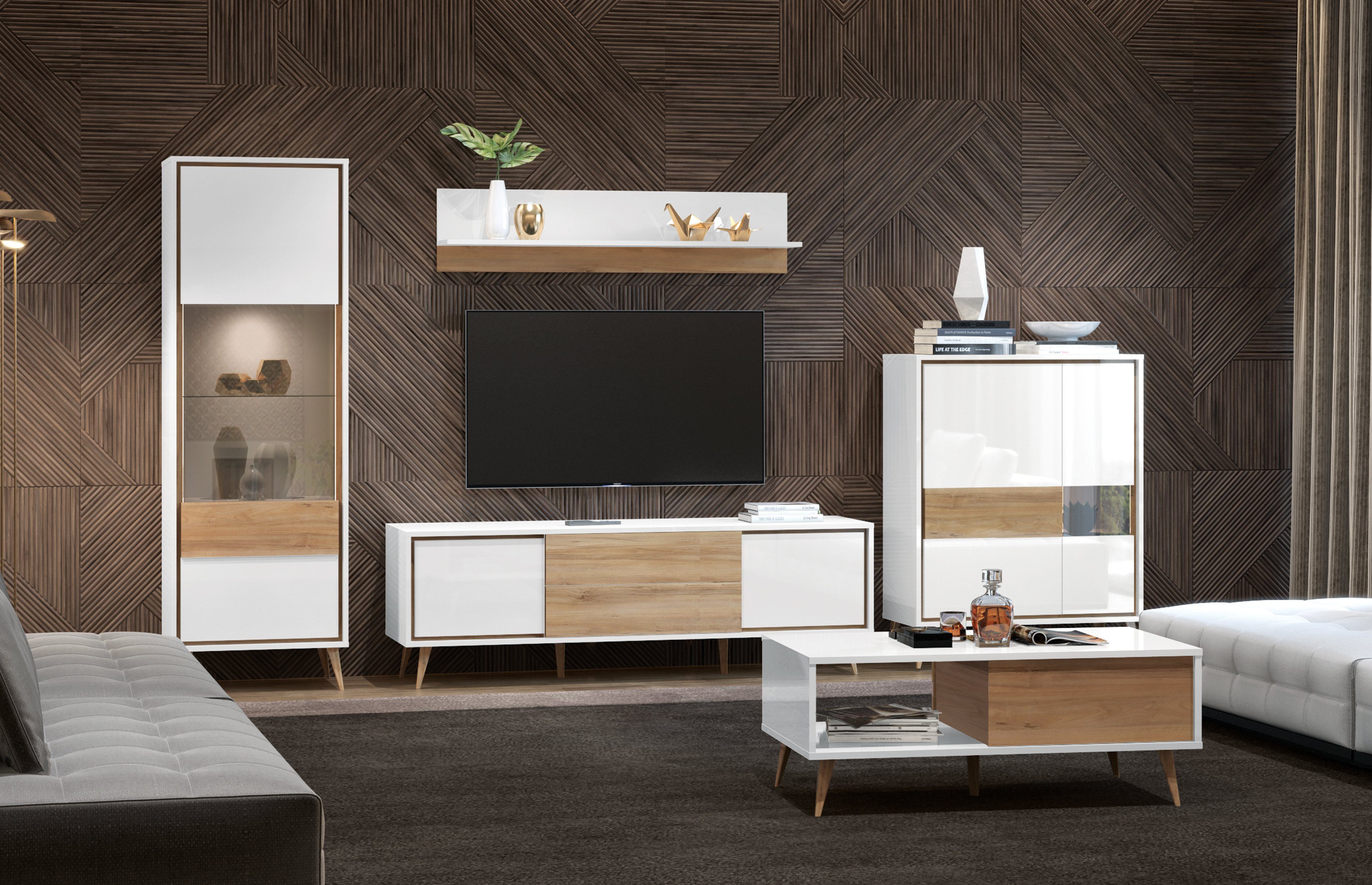 OTTO home Highboard Vida (H/B/T): 121/95/40cm), UV lackiert, hochglänzend, Soft-Close und Push-to-open Funktion