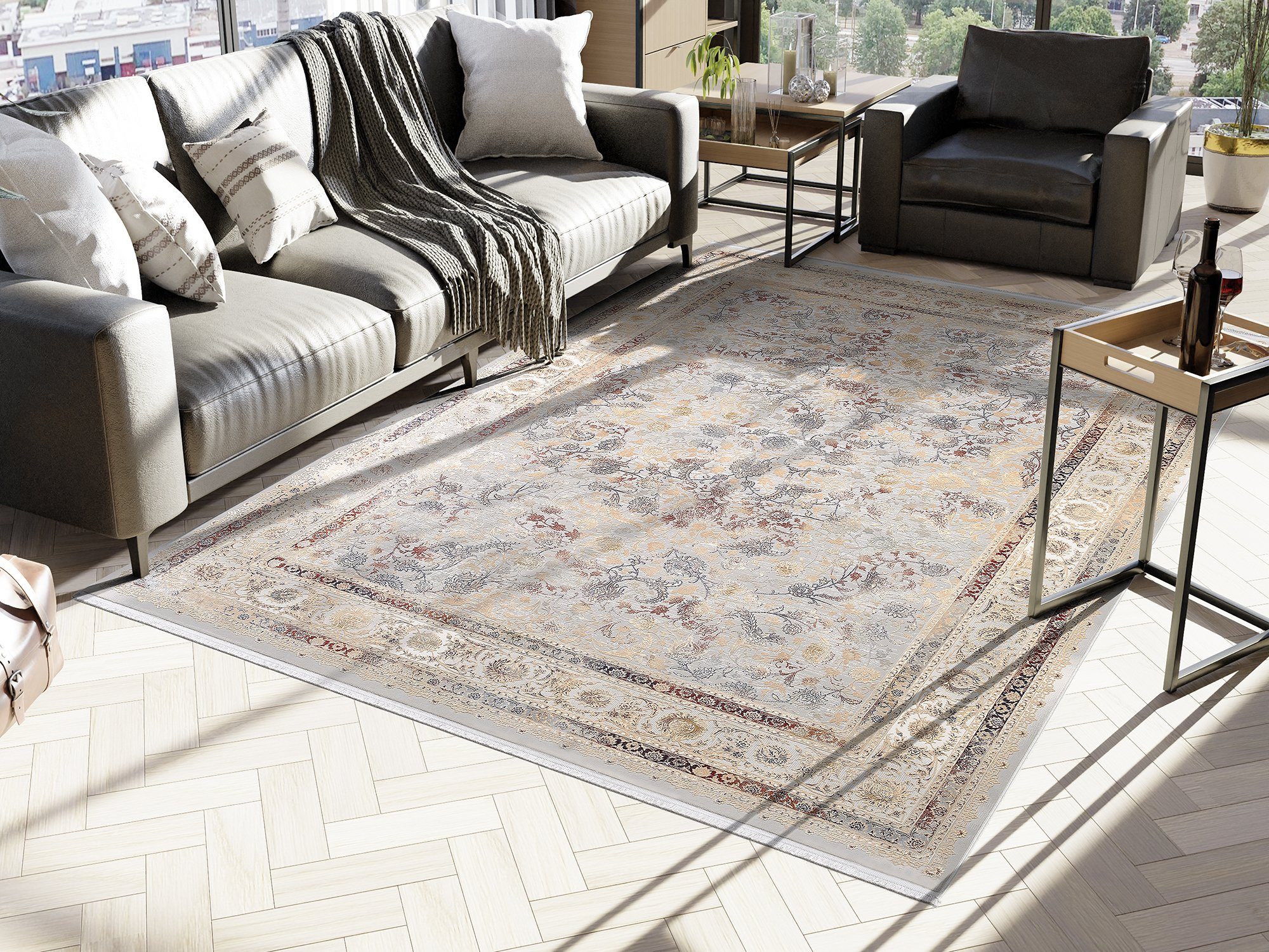 OCI DIE TEPPICHMARKE Teppich MYSTIC LIMITED, rechteckig, Höhe: 7 mm, florale Muster in 3D-Optik, maschinell gewebt, Viskose