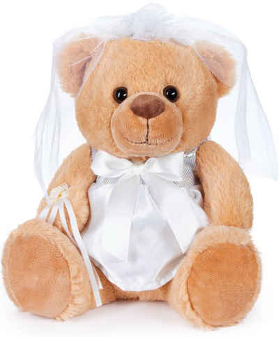 BRUBAKER Kuscheltier Teddybär Braut im Hochzeitskleid weiß (1-St., Hochzeitsgeschenk Kuscheltier), 25 cm Teddy Geschenk für Hochzeit und Verlobung