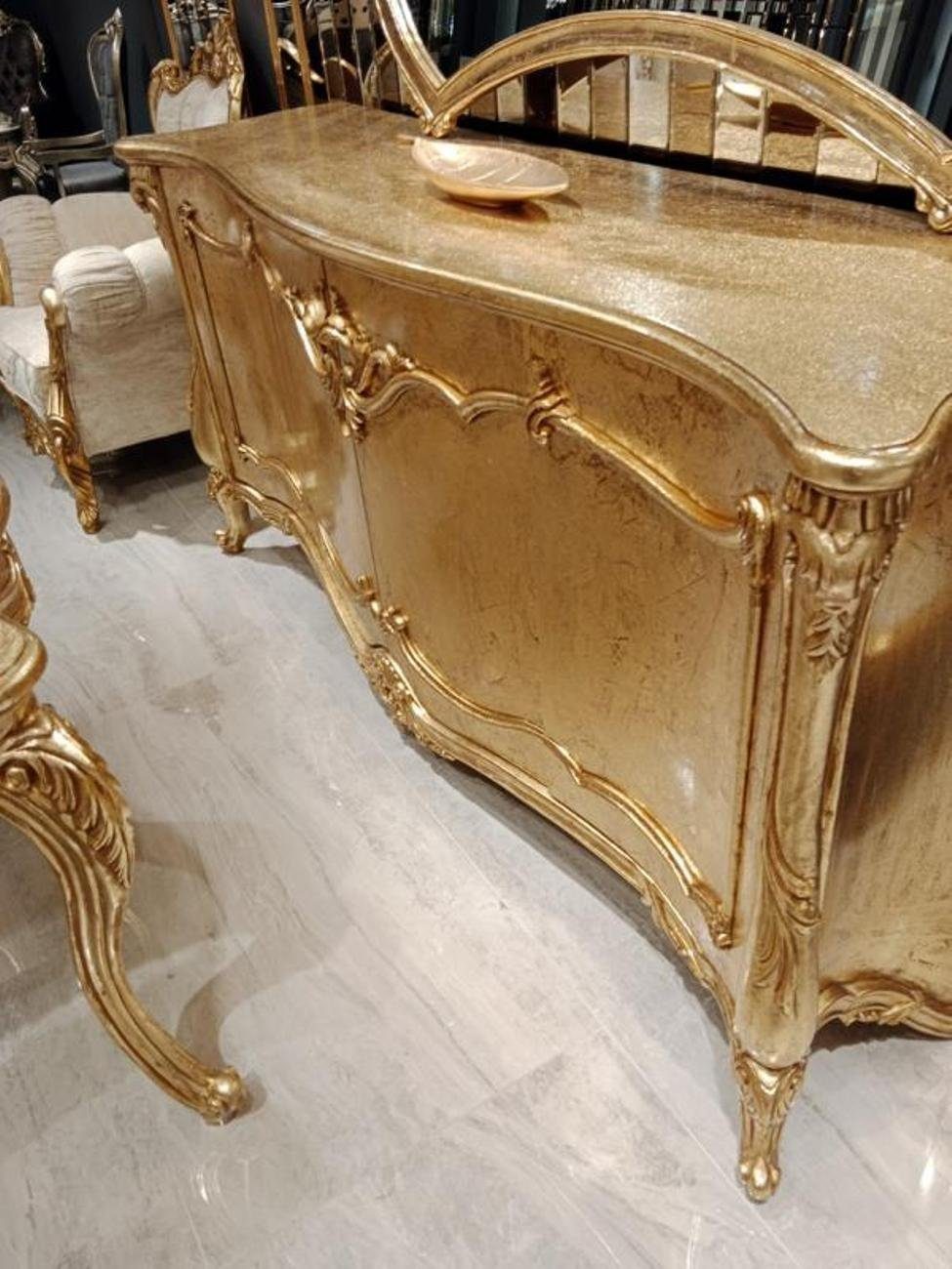 Xlmoebel Sideboard Luxuriöse Holzkommode mit Spiegel und eleganter Anrichte (Anrichte mit Spiegel, 2 St., 1x Sideboard mit Spiegel), Hergestellt in Europa