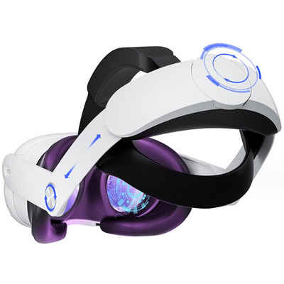 Tadow Meta Quest 3 Elite-Headset, verstellbares VR-Stirnband, Gaming-Zubehör Halterungszubehör, (Silikon-Rückenpolster, Kopfgurt, Flexibler weicher Riemen, 60° klappbarer Drehpunkt, hochwertiges PU-Leder, 360° drehbarer Knopf)