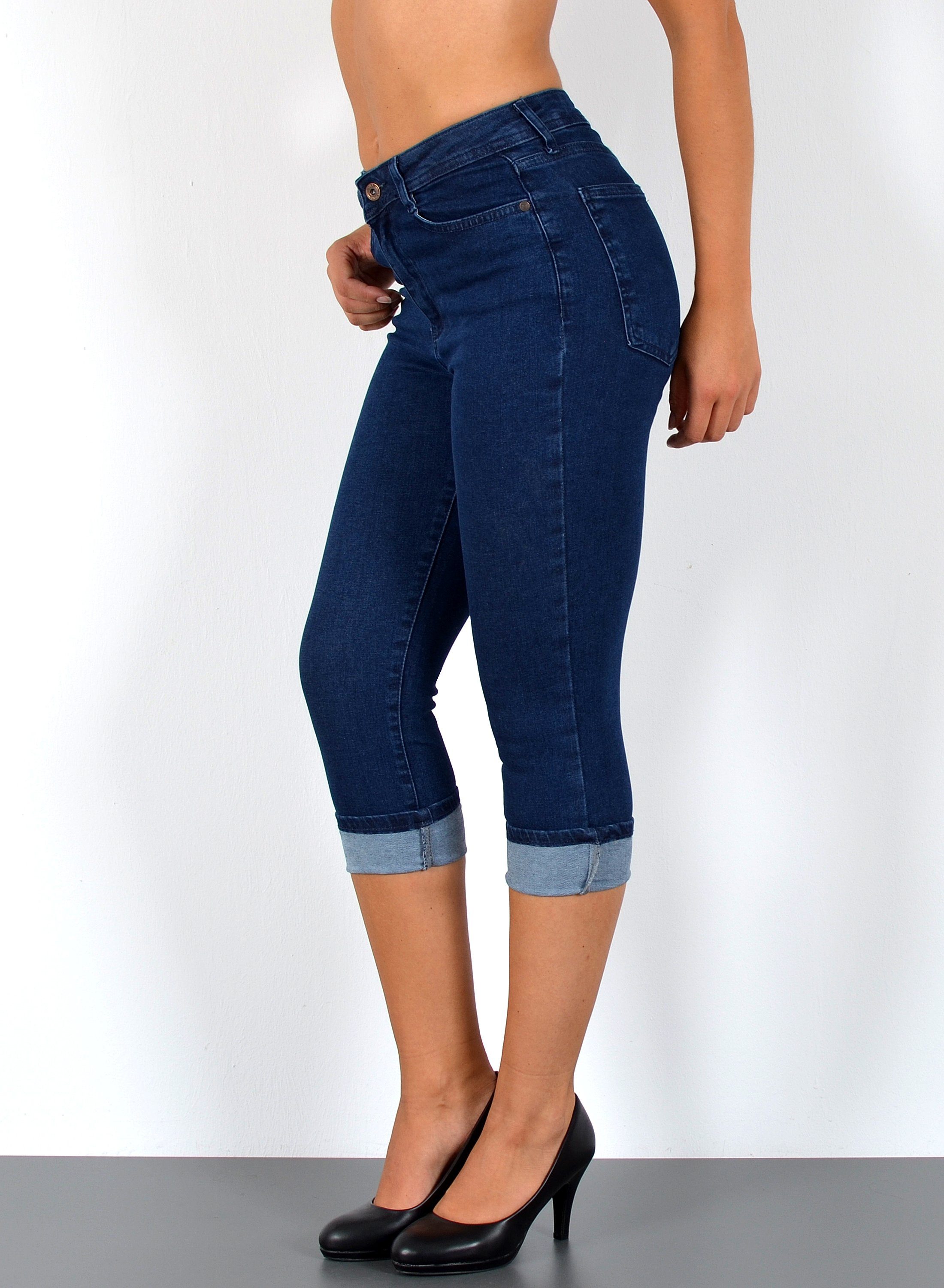 ESRA Caprijeans Sommer Hose Damen Capri Jeans High Waist kurze Jeans bis Üb günstig online kaufen