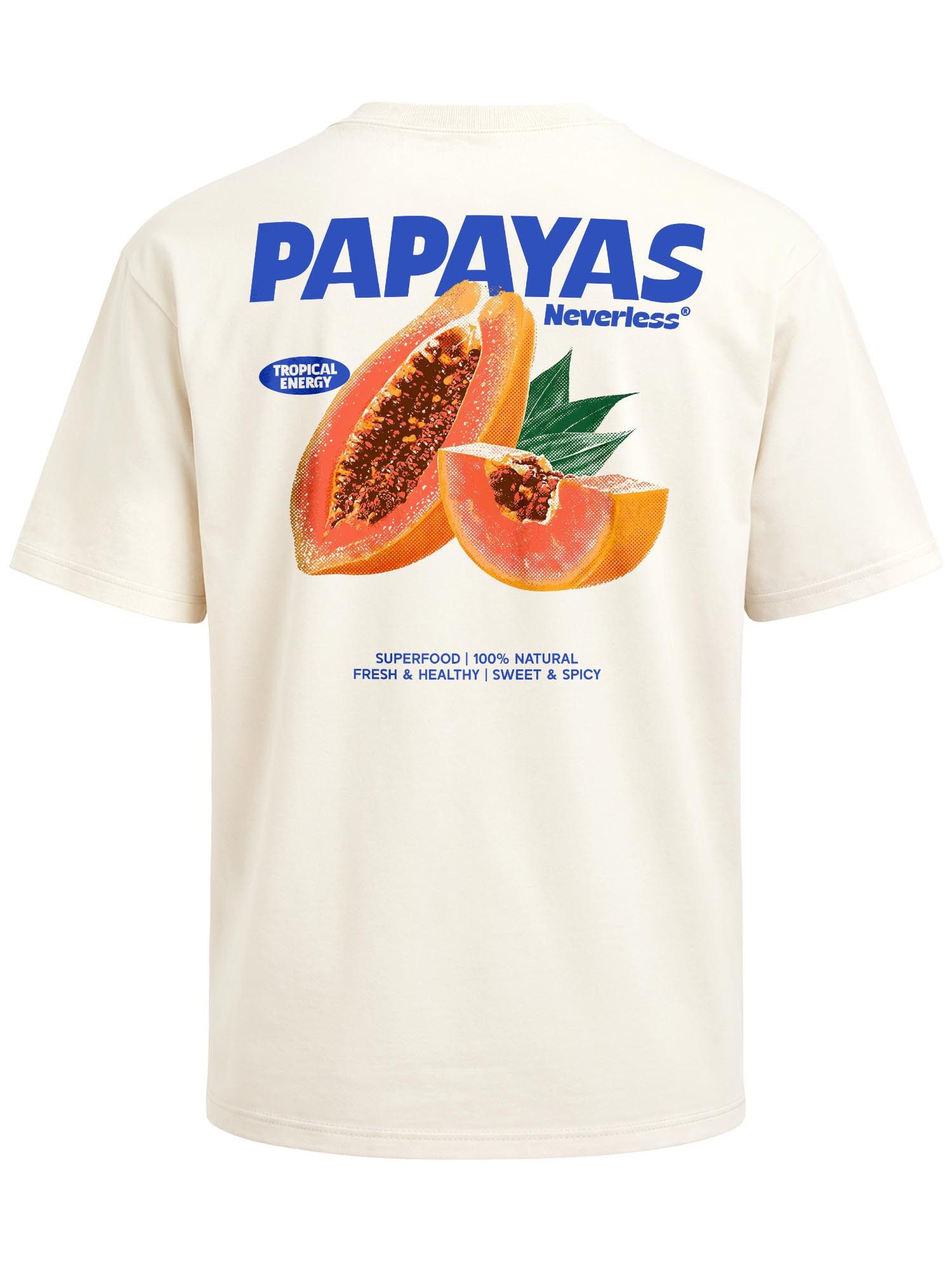 Neverless Oversize-Shirt Herren T-Shirt - Papaya - Oversized Relaxed Fit Printshirt Sommer mit Print
