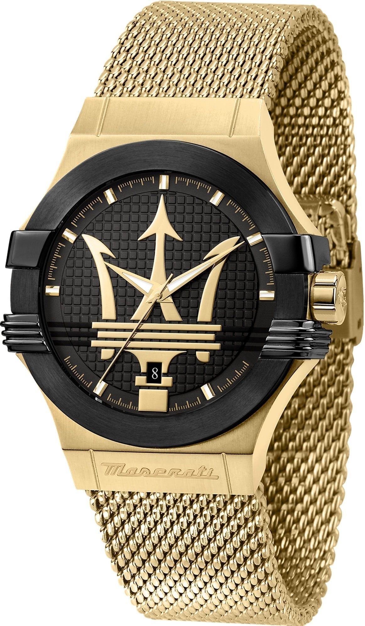 MASERATI Maserati Herren Uhr Analog POTENZA, (Analoguhr), Herrenuhr rund, groß (ca. 40mm) Edelstahlarmband, Made-In Italy