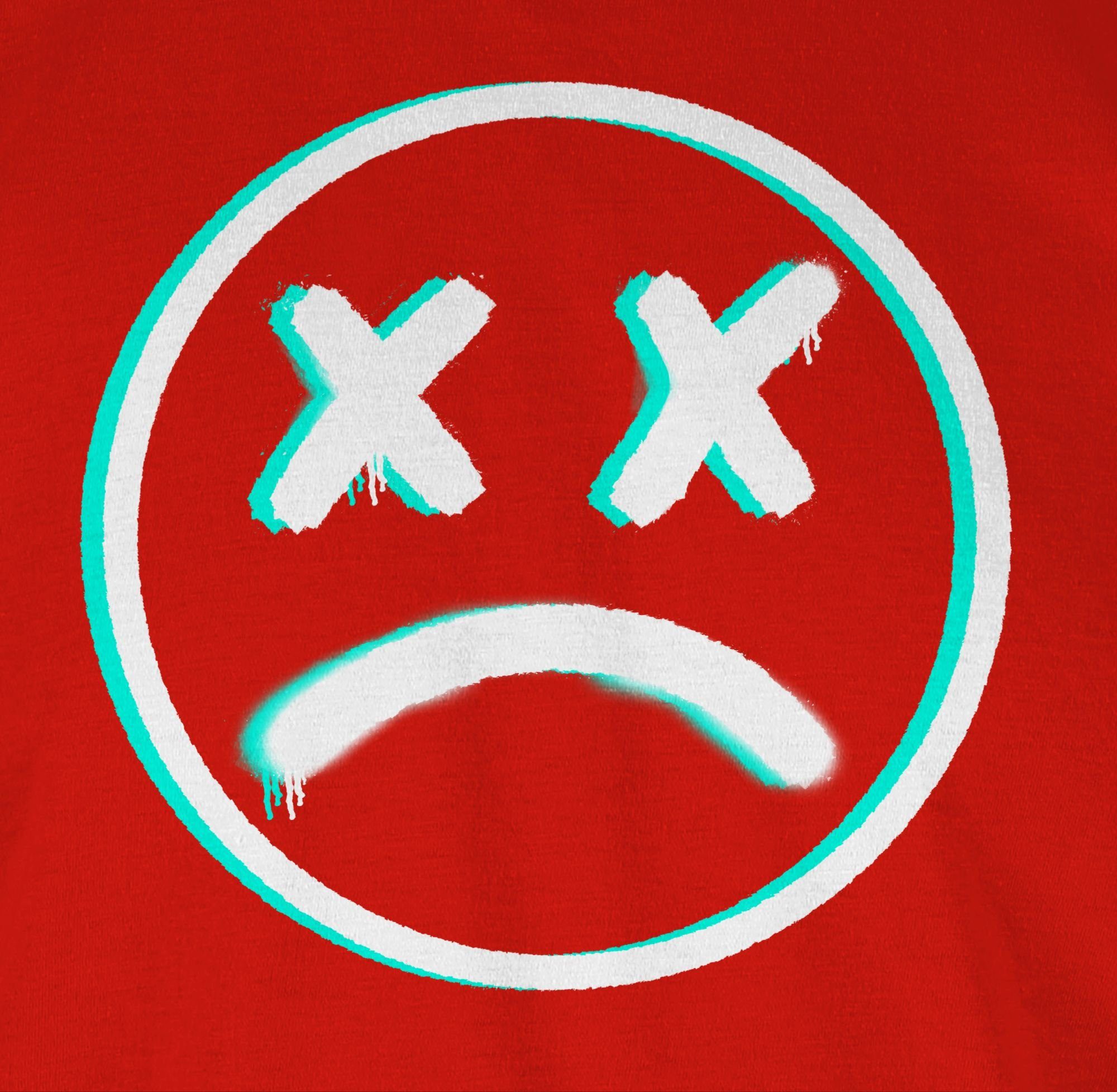Rot Shirtracer Glitch T-Shirt Smiley Trauriges Geschenke Nerd 03 Face