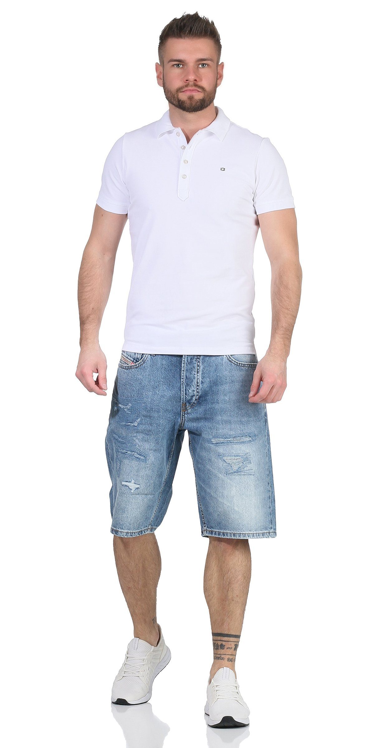 RB012 Diesel Shorts, Blau Hose Herren Kroshort Used-Look kurze Jeansshorts Jeans Shorts RG48R Vintage dezenter Look