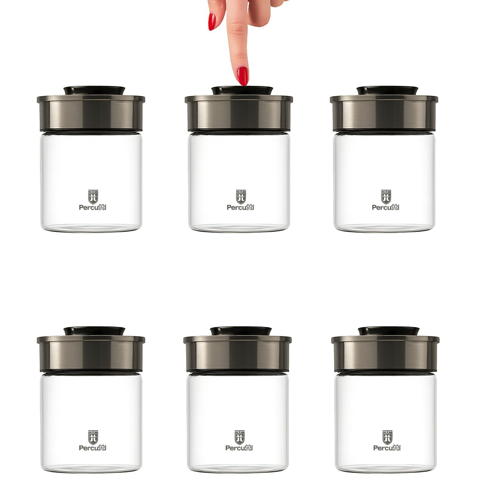 BURI Vorratsglas 6x Vakuum Vorratsdosen Glas 700ml Vorratsgläser Vakuumdeckel luftdicht, Glas