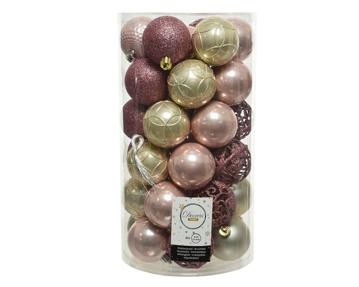 / season decorations Weihnachtsbaumkugel, rosa, Decoris Set Kunststoff perle 6cm Ornamente Weihnachtskugeln 37er