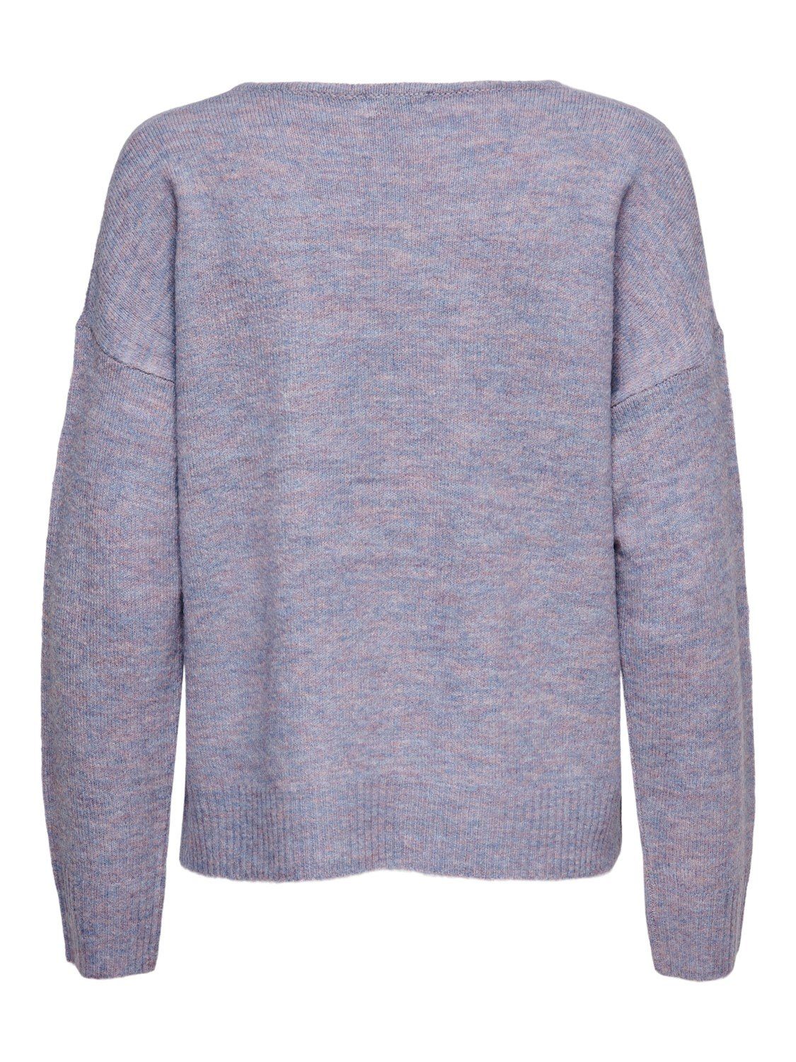 Pullover Longsleeve (1-tlg) Strickpullover Sweater JACQUELINE de Strickpullover in JDYELANORA YONG Fein Grau-Lila 3376 V-Neck