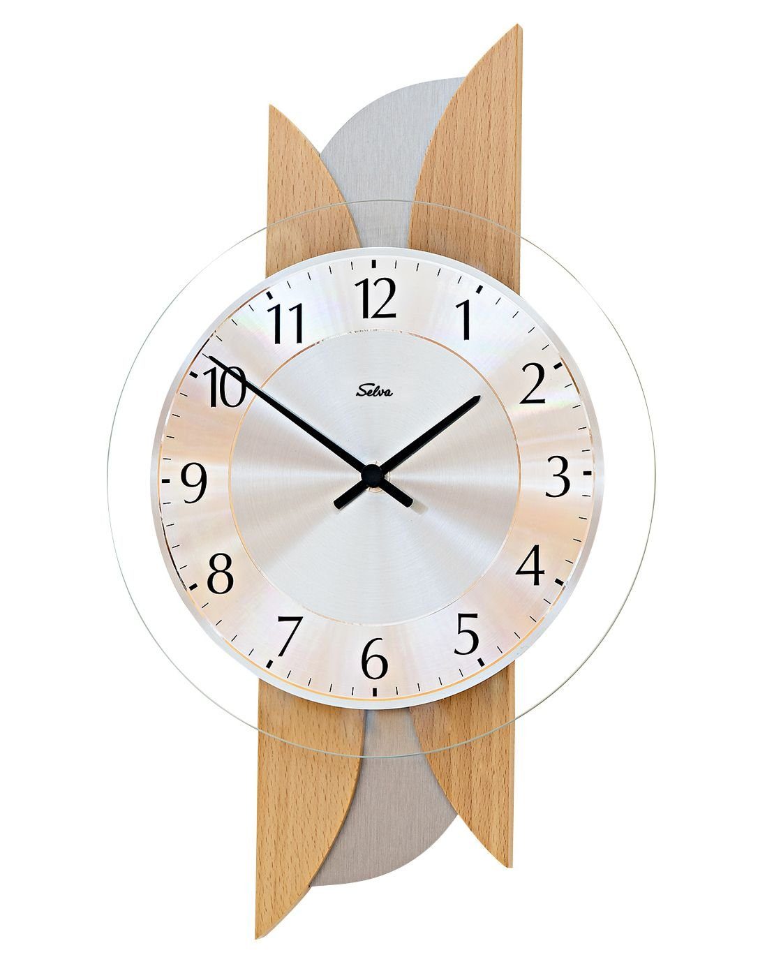 Selva Technik Wanduhr SELVA Funk-Wanduhr Buche günstig online kaufen