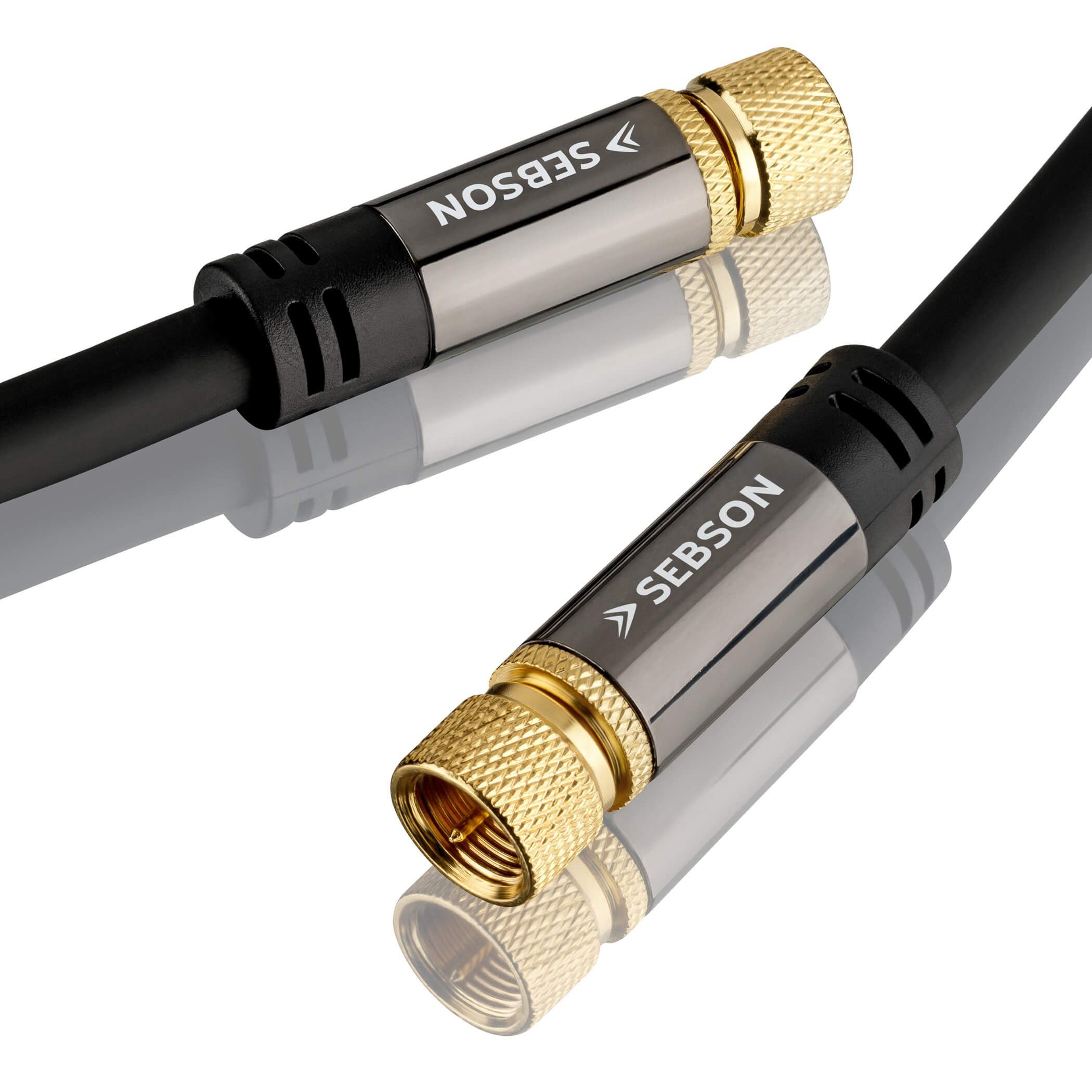 SEBSON SAT Kabel 10m - Koaxialkabel mit F-Stecker (schraubbar) - 105dB 75 Ohm TV-Kabel, (1000 cm)