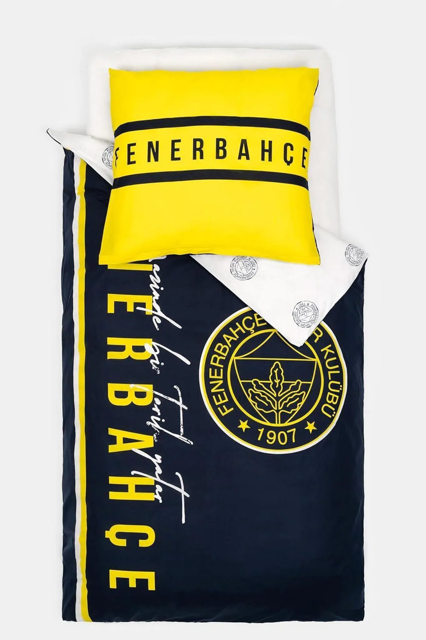Tac Jugendbettwäsche FENERBAHCE Bettwäsche-Set, Baumwolle, 2 teilig, Doppelseitig, superweich, verdeckter Reißverschluss