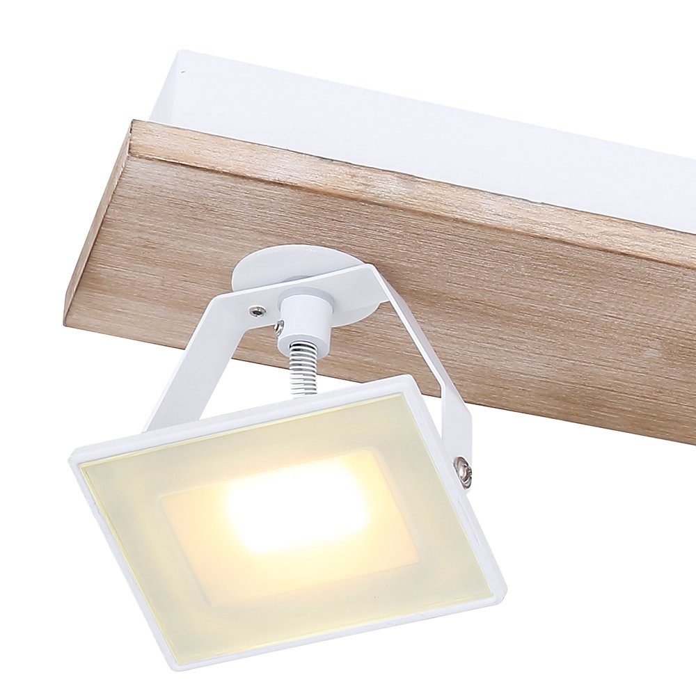 etc-shop LED Deckenspot, LED-Leuchtmittel Deckenlampe fest Warmweiß, Deckenleuchte braun Holz verbaut, Mehrflammig