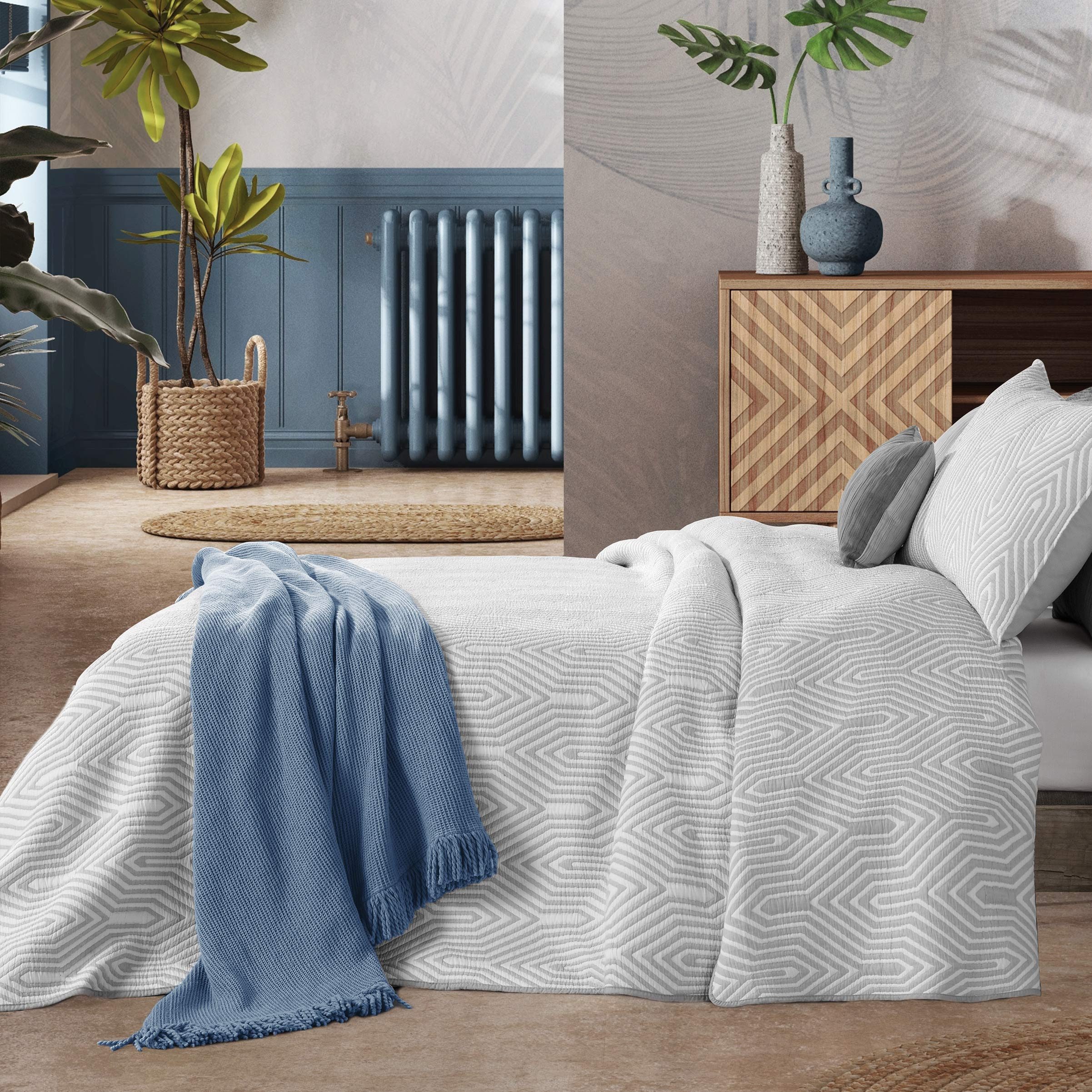 Überwurf Wende-Jacquard-Tagesdecke 235x270cm inkl. 2 Kissenbezüge, günstig online kaufen