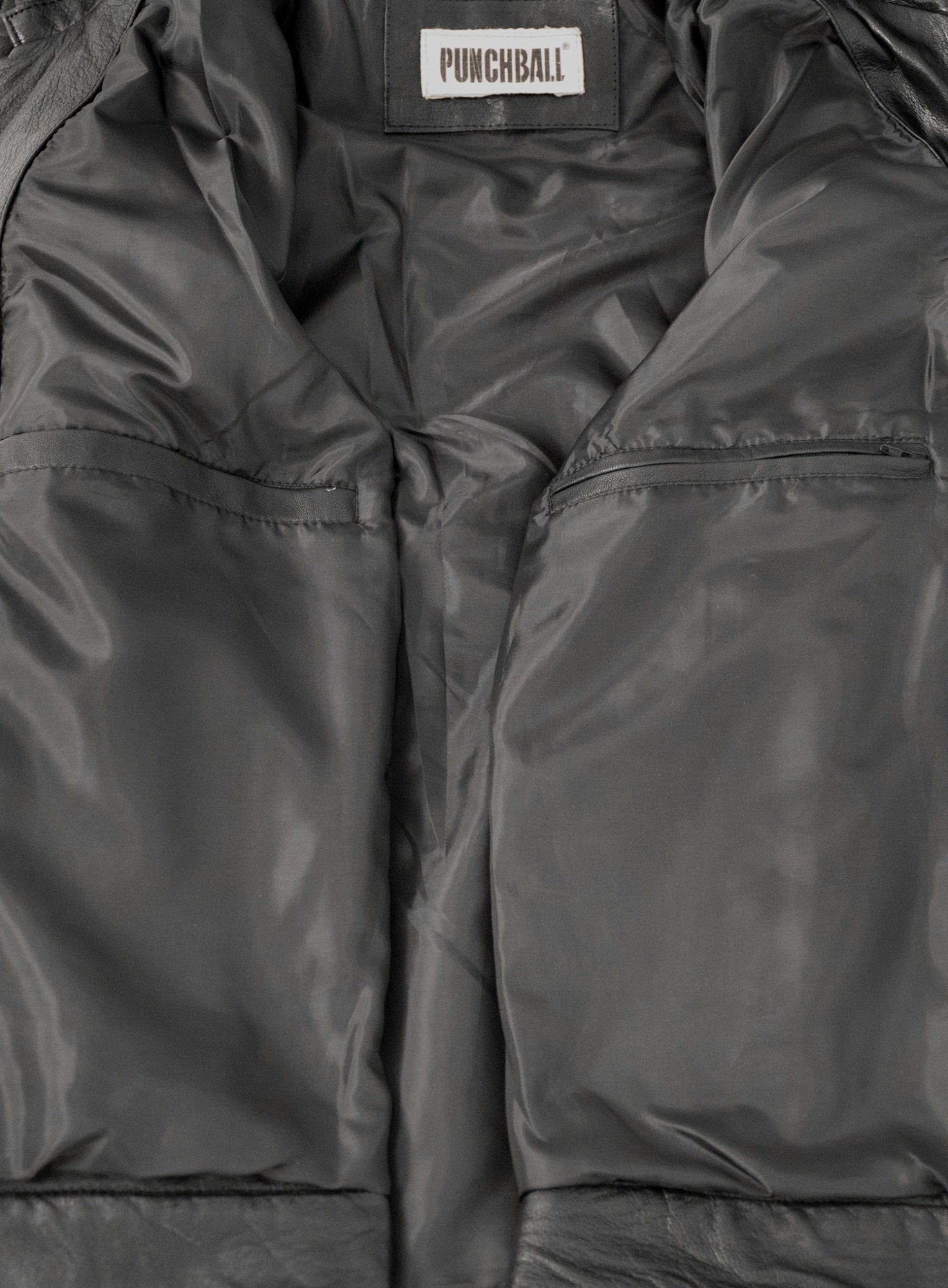 PUNCHBALL Lederjacke PB-HW 22-502 Punchball - Herren Lederjacke Bikerjacke Kapuze Lammnappa schwarz