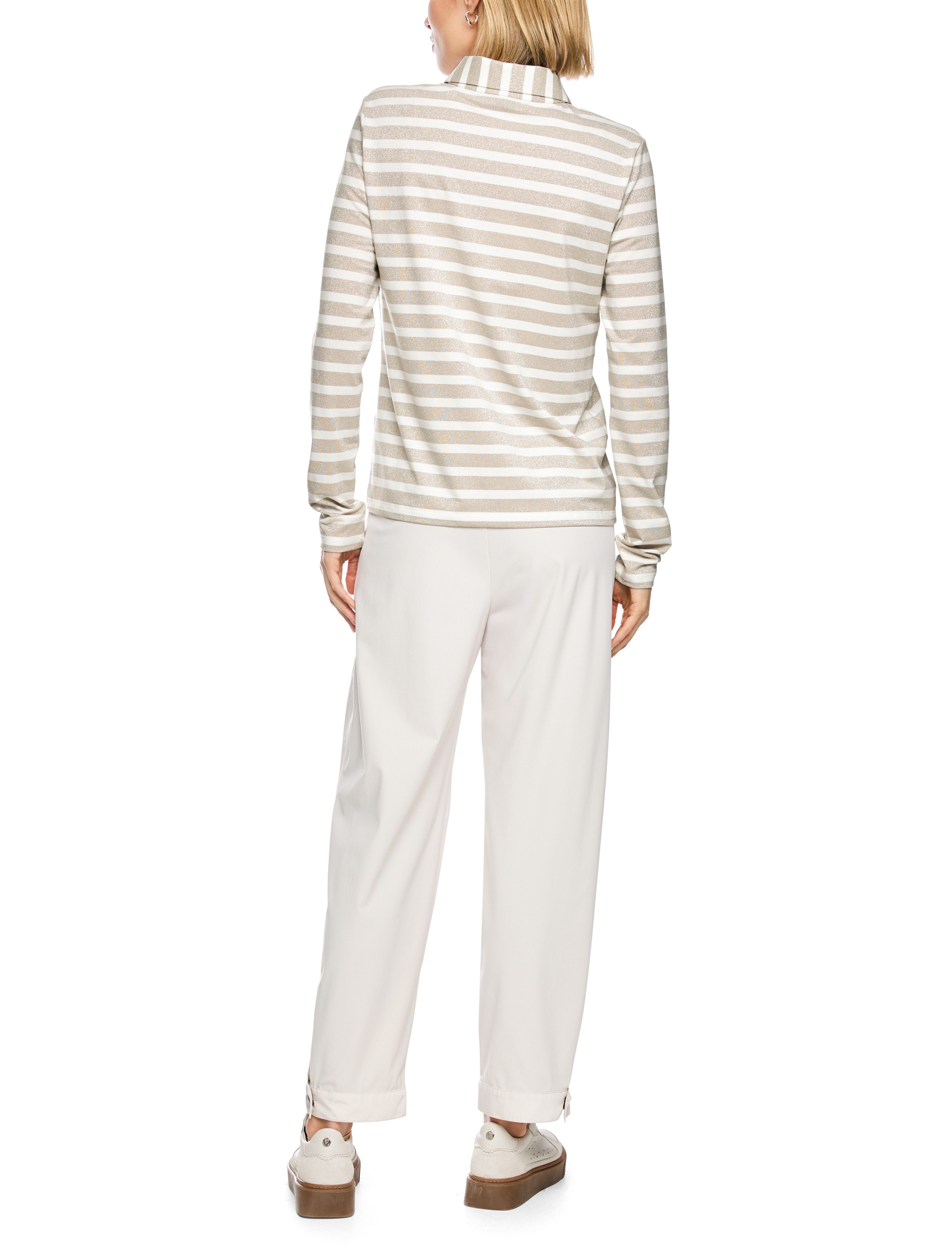 Marc Cain Langarm-Poloshirt Golden Hour Premium Damenmode mit Lurex-Glow – Bild 5 von 5
