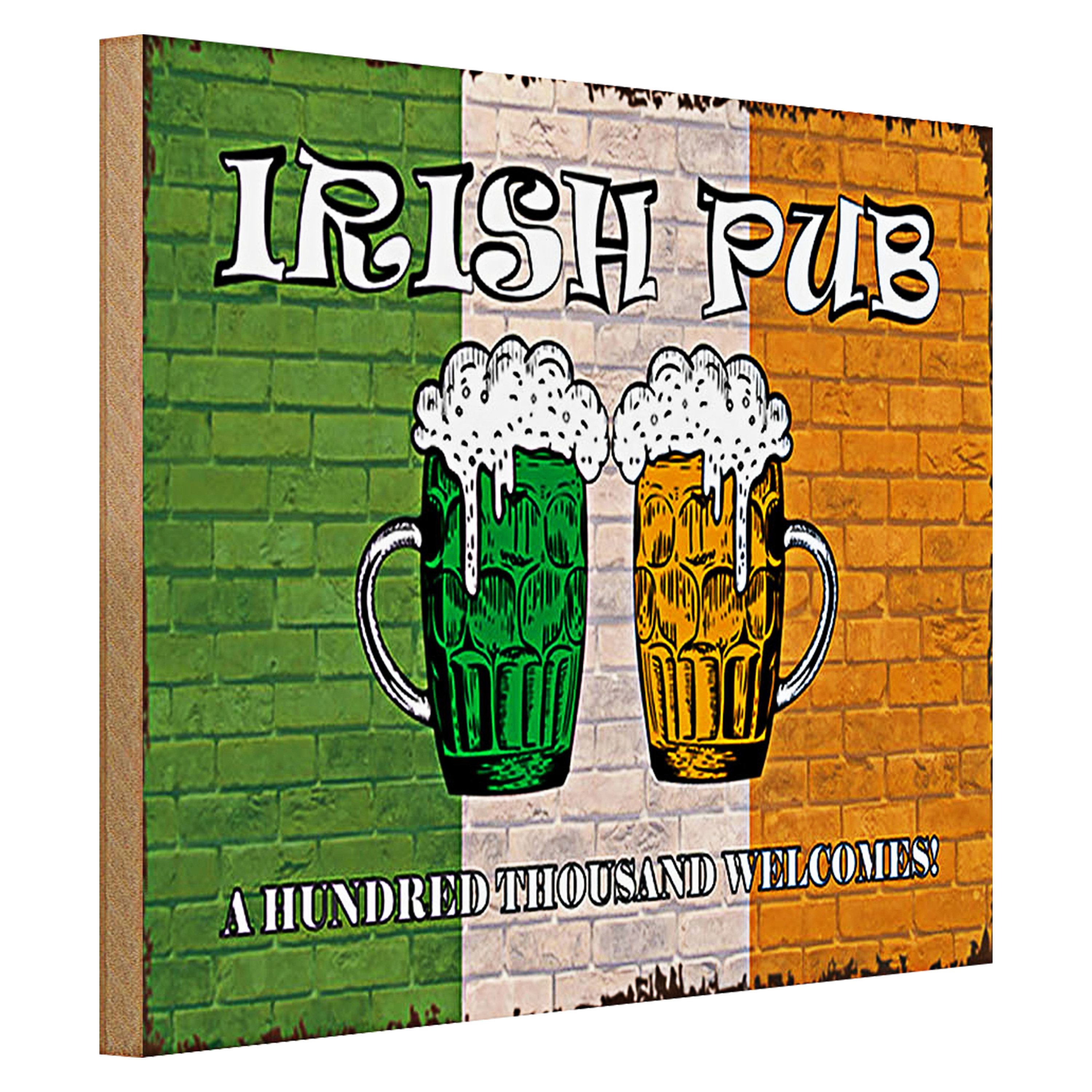 Roomando Holzbild Spruch 40x30cm irish pub a hundred thousand