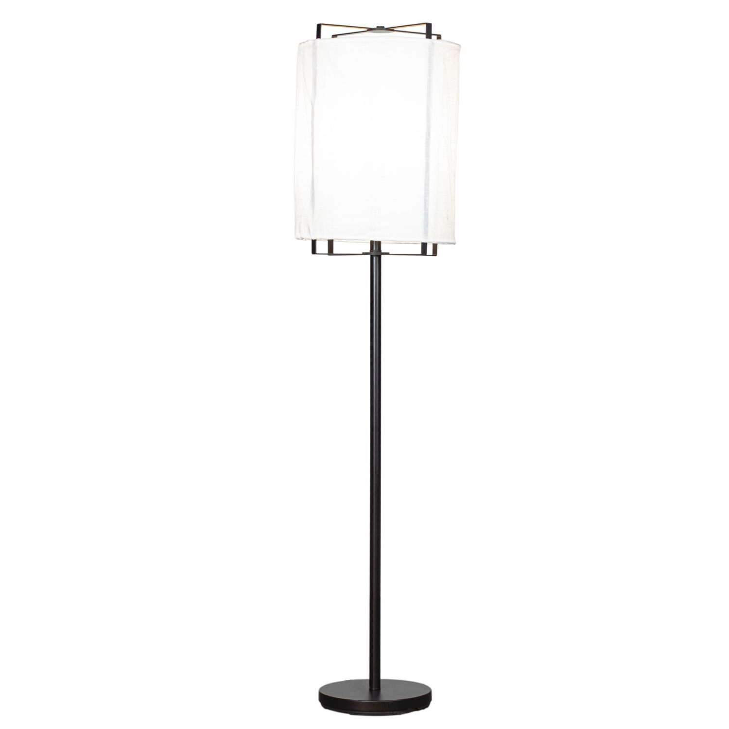 Licht-Erlebnisse Stehlampe OSKAR, ohne Leuchtmittel, Schwarz Weiß E27 150 cm niedrig Modern Stoff Metall