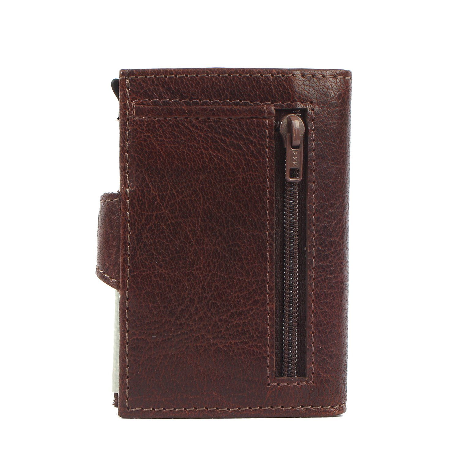 single Geldbörse Leder Margelisch Kreditkartenbörse Mini brown noonyu aus leather, Upcycling