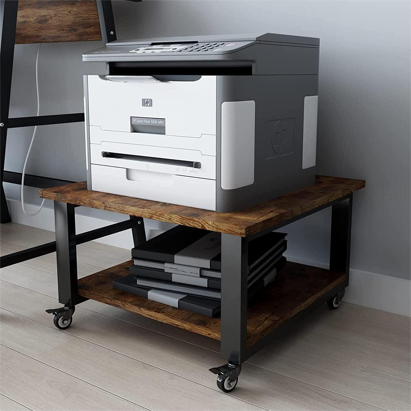 PUNCIA Druckertisch 2 Schichten Heim Büro mit Raddrucker Aufbewahrungshalte günstig online kaufen