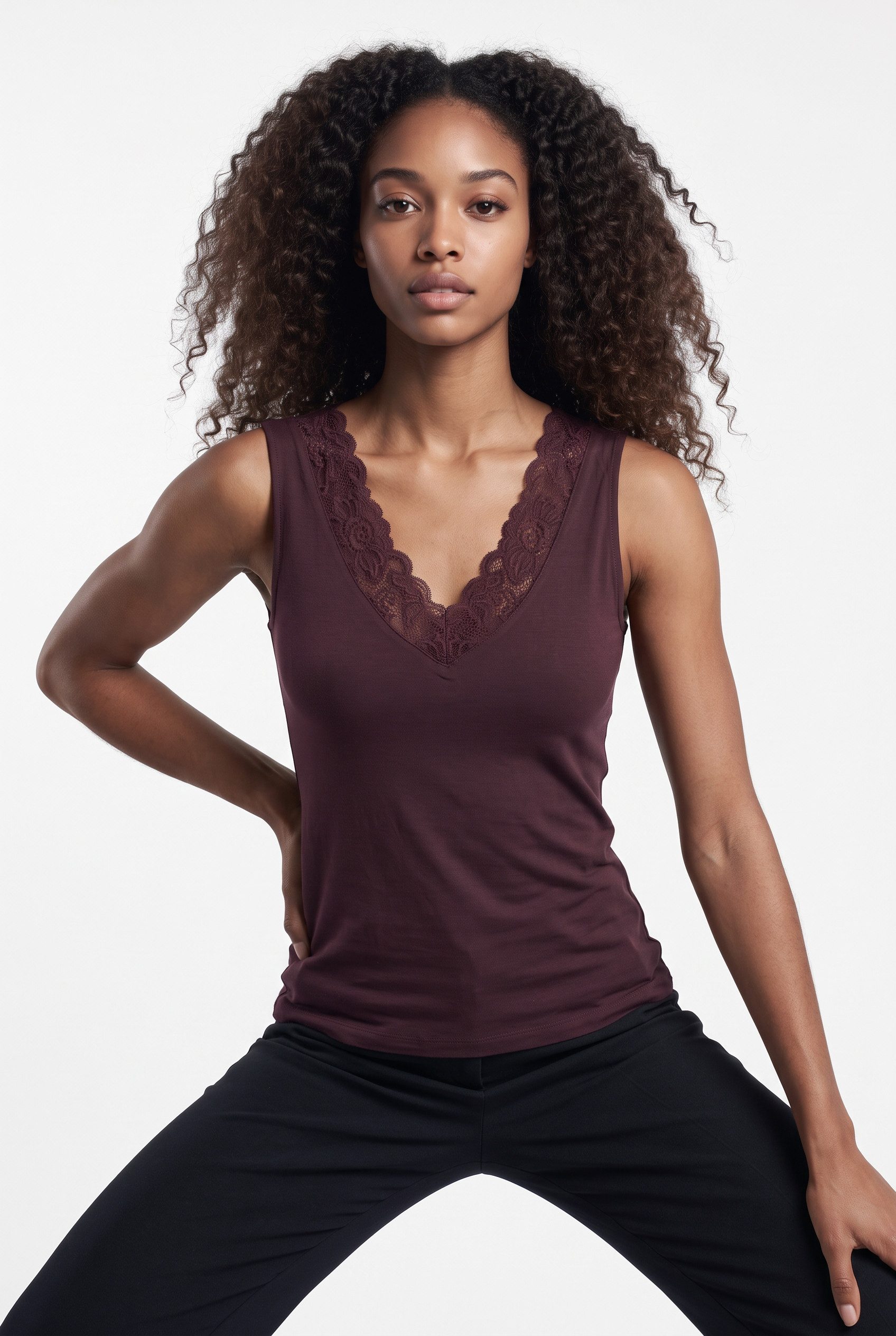 Vero Moda T-Shirt VMROSA SL V-NECK TOP JRS NOOS Viskosemischung, regular fit