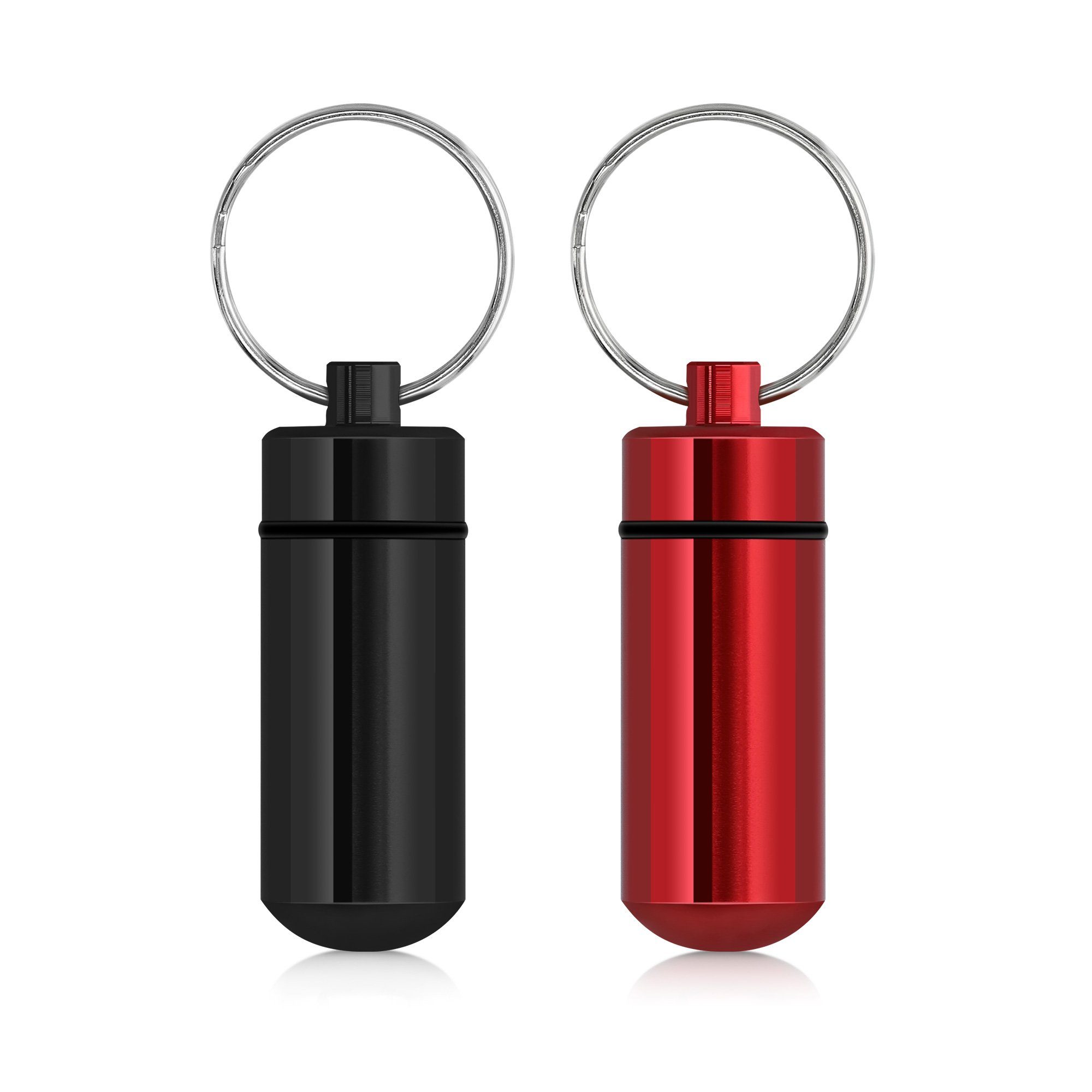 kwmobile Pillendose 2x Metall Pillendose (2 St), 4,8 x 1,7 x 1,7 cm - Tablettendose Box - Pillenbox Aluminium