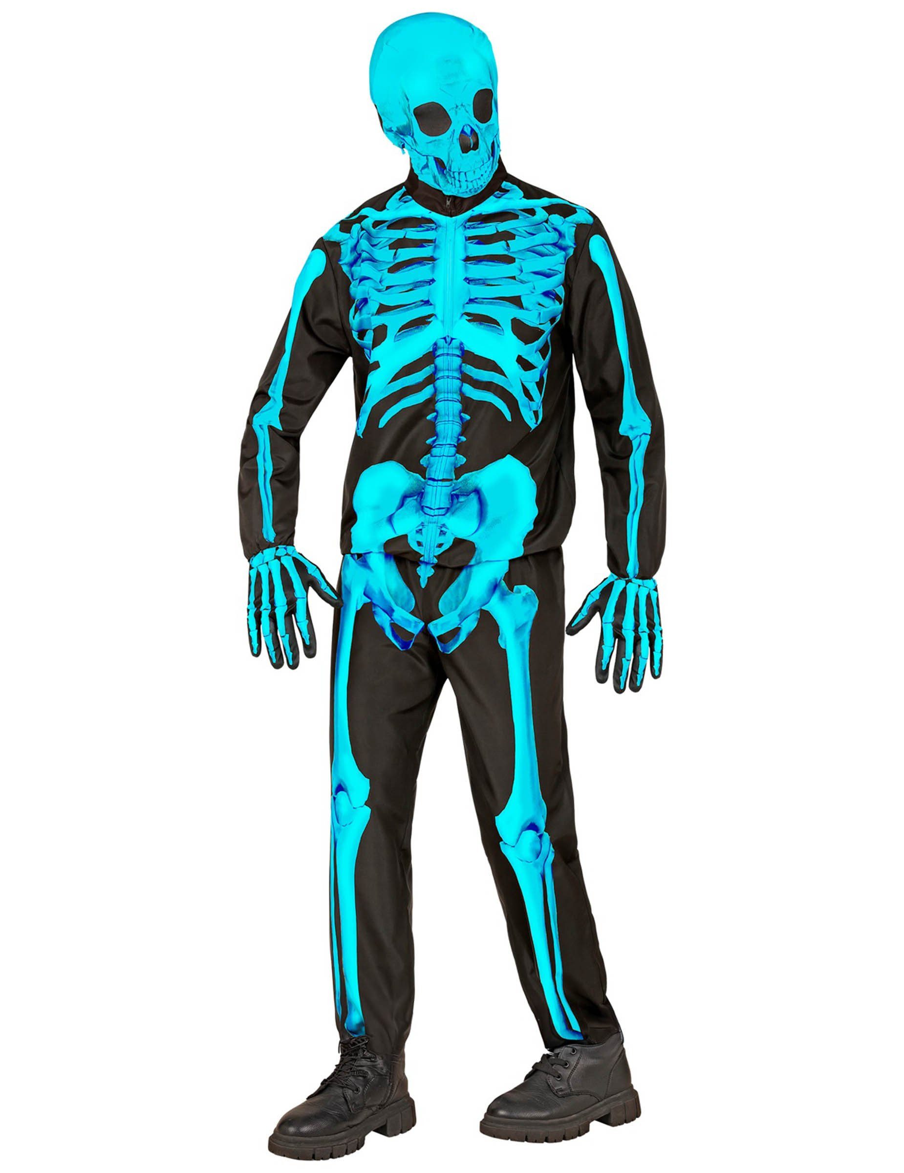 Widmann S.r.l. Kostüm Skelett Kostüm für Kinder Neonblau Halloween