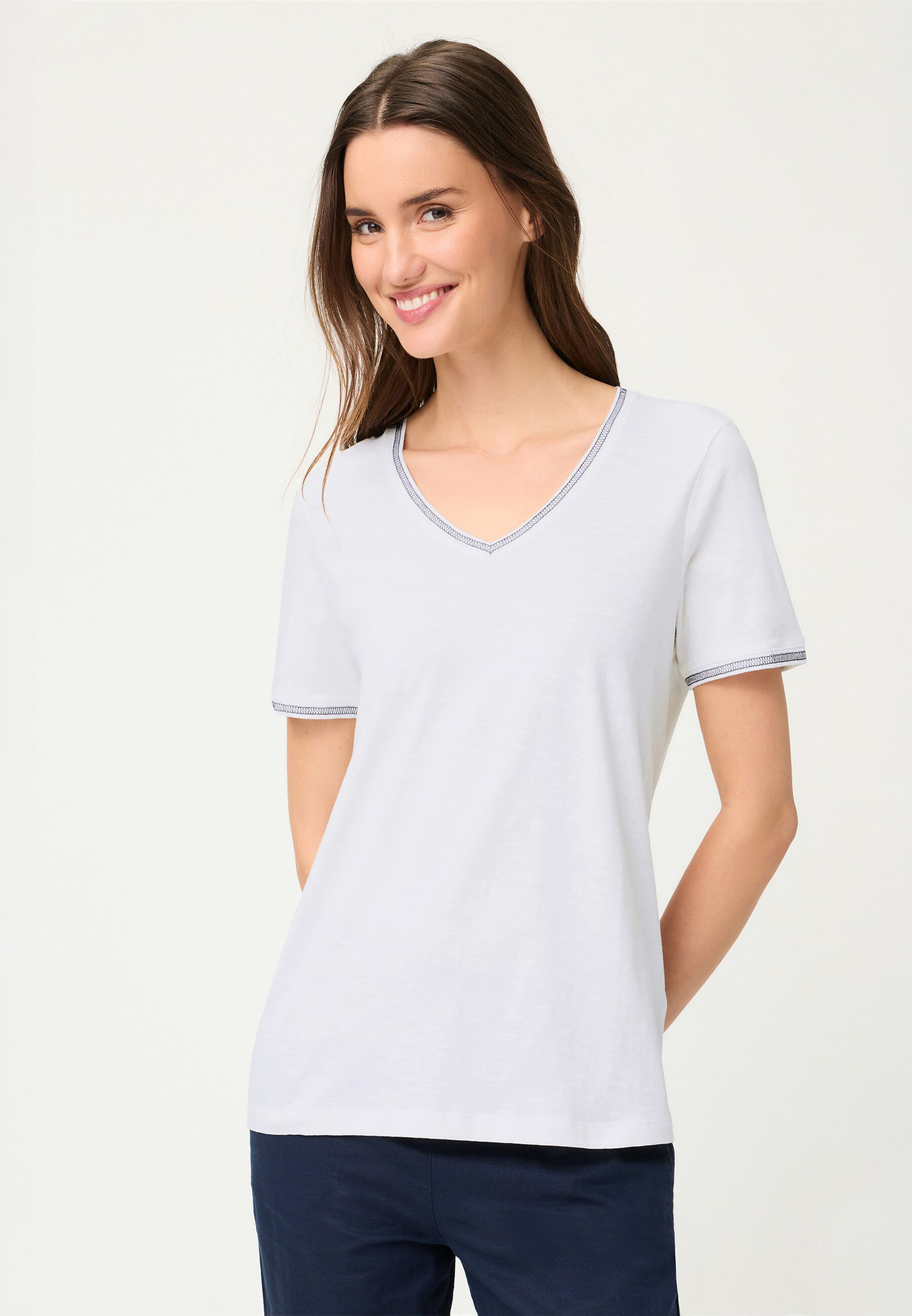 Olsen T-Shirt Shirt mit femininen V-Ausschnitt