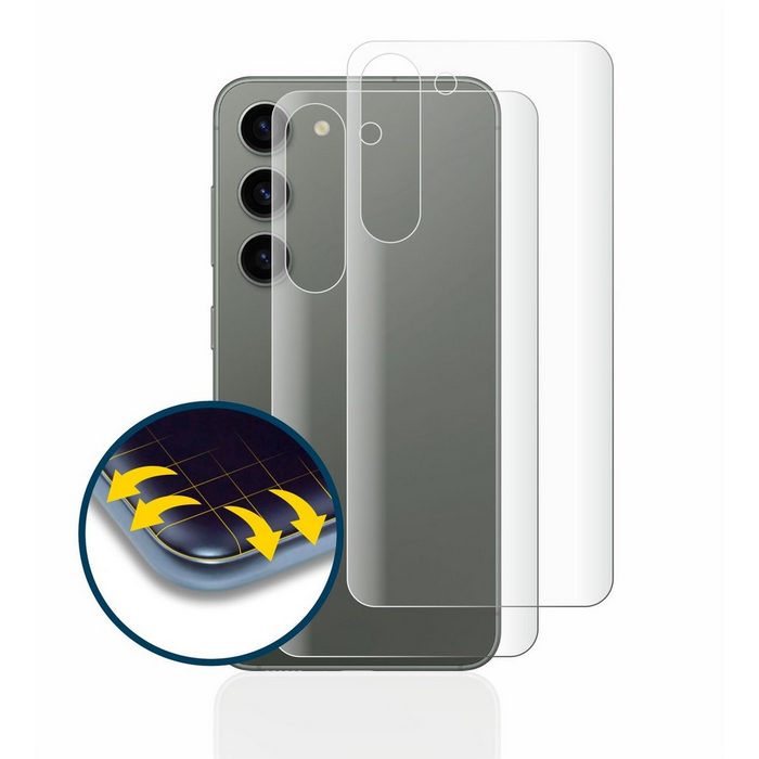 BROTECT Full-Cover Schutzfolie für Samsung Galaxy S23 (Rückseite) Displayschutzfolie 2 Stück 3D Curved klar