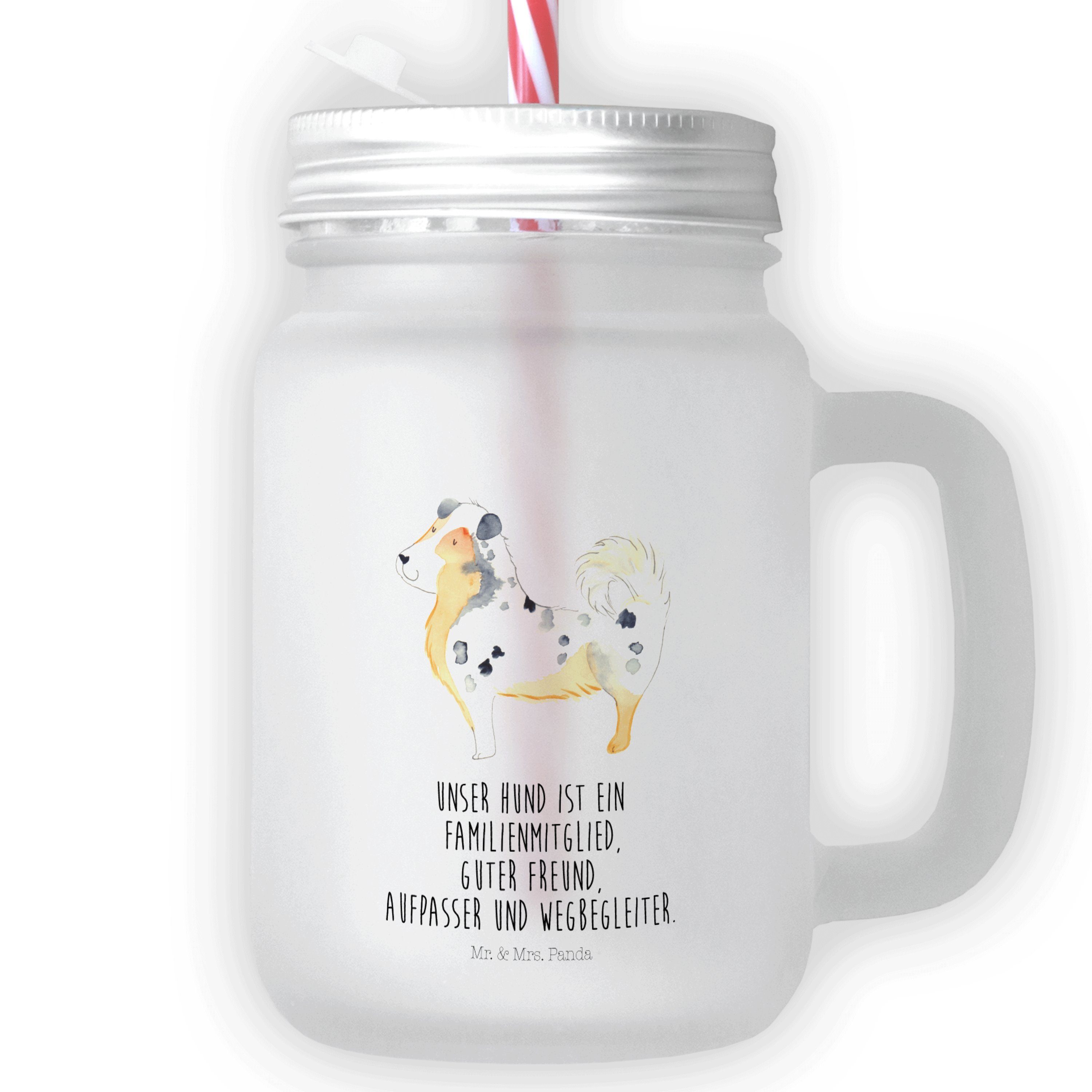 Mr. & Mrs. Panda Glas Australien Shepherd - Transparent - Geschenk, Hundemama, Satiniertes, Premium Glas