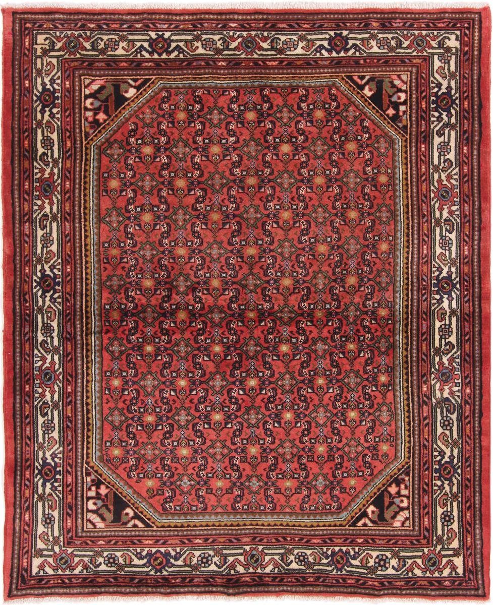 12 Orientteppich, mm rechteckig, Handgeknüpfter Hosseinabad 151x186 Hamadan Höhe: Nain Trading, Orientteppich