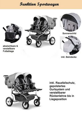 Elcar Zwillings-Kombikinderwagen »Zwillingskinderwagen 2 in 1 Duet Lux - 10 Teile - von Geburt bis 4 Jahre in 17 Farben«