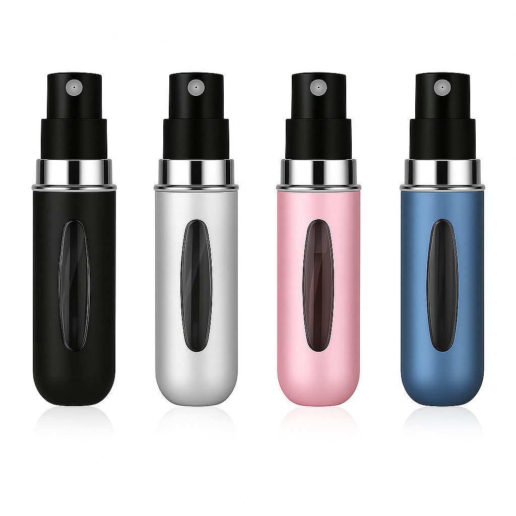 Alpha Electronics Parfümzerstäuber Parfümzerstäuber, Parfümflakon, 5ml (Sparset, 4 St., wiederbefüllbar), Parfüm Abfüller für Reisen