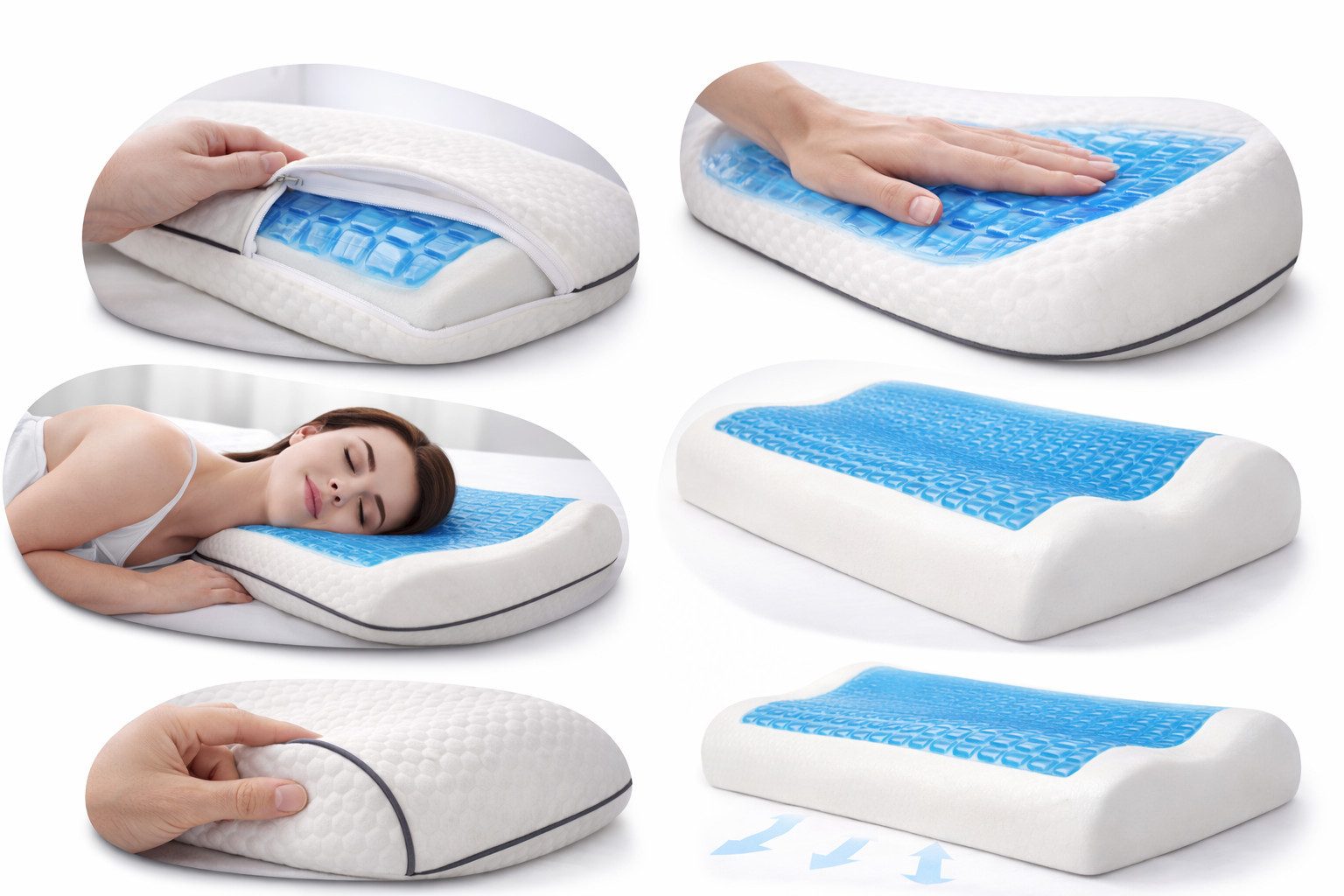 inter Kopfkissen Visco Nackenstützkissen mit Gel-Technologie 60x40 cm Kissen, Füllung: 100% Visko, Bezug: Viscose, Seitenschläfer, Rückenschläfer, Bauchschläfer, Spar Set, 1 Tlg., Orthopädisch, Kühlend / Gel, Waschbarer Bezug, Allergikergeeignet