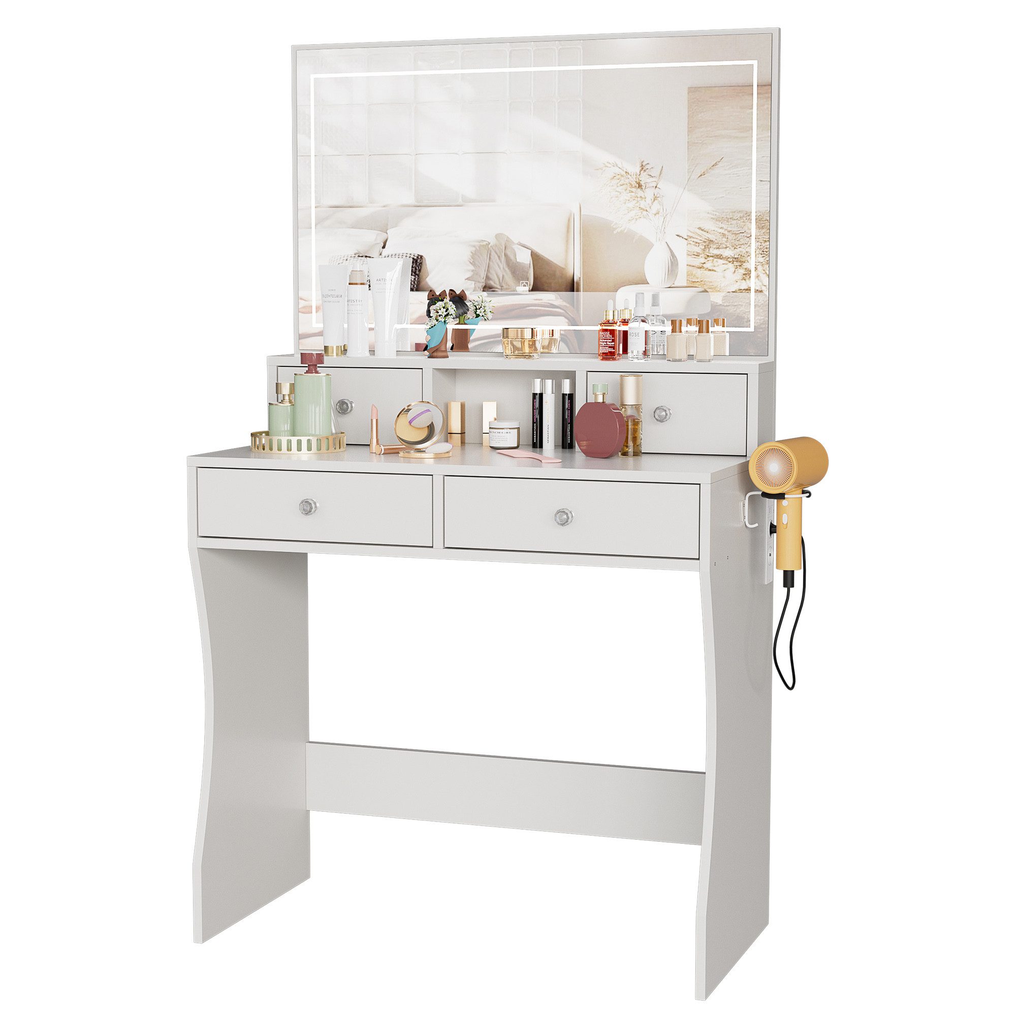 TWSOUL Schminktisch Frisiertisch mit LED Beleuchtung, Spiegel, Schublade günstig online kaufen