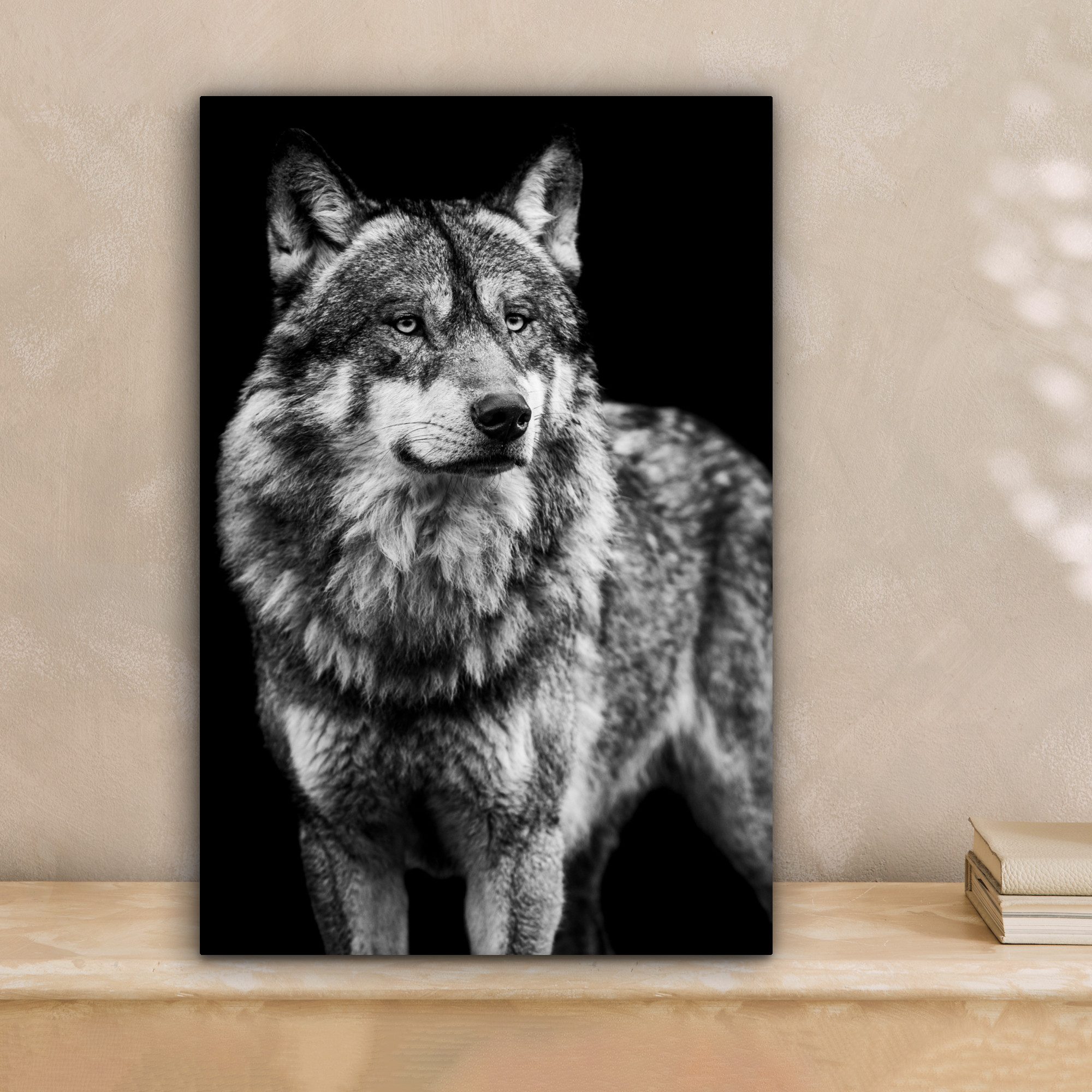 OneMillionCanvasses® Leinwandbild Wolf - Tiere - Wild - Schwarz - Weiß, Fot günstig online kaufen