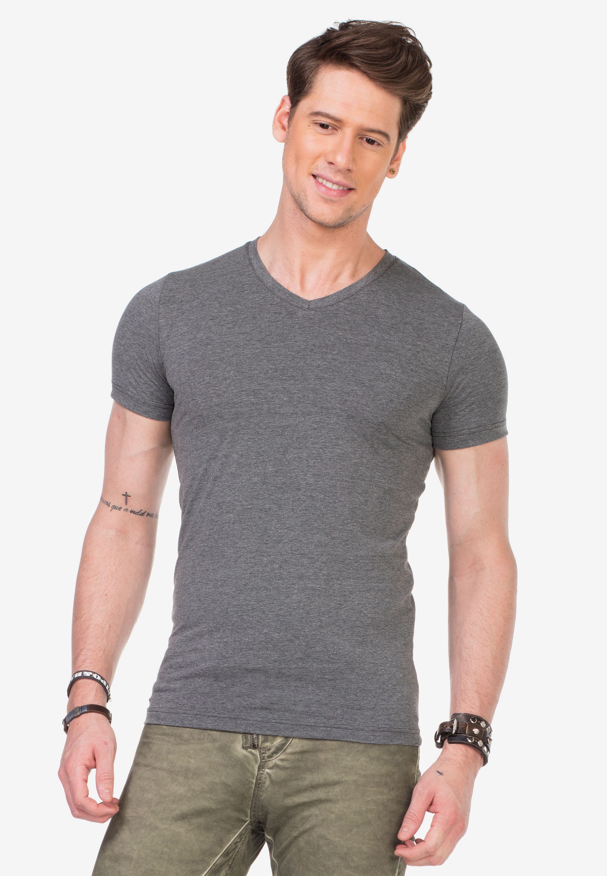 Cipo & Baxx T-Shirt mit modernem V-Ausschnitt