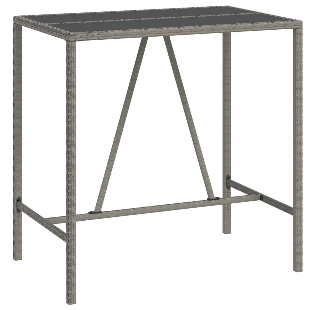 Gartentisch Bartisch mit Glasplatte Grau 110x70x110 cm Poly Rattan