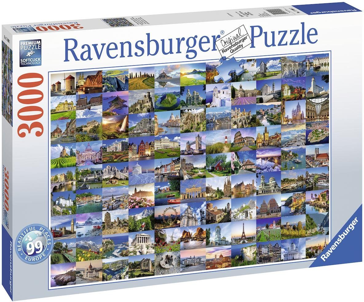 Ravensburger Puzzle 99 Beautiful Places in Europe, 3000 Puzzleteile, Made i günstig online kaufen