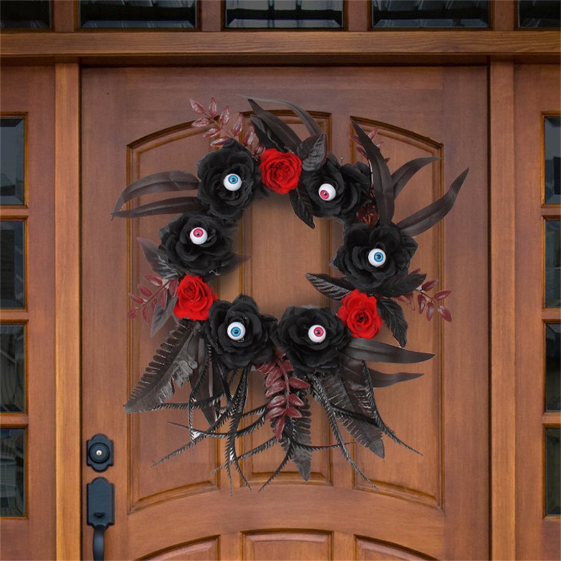 Halloween DÖRÖY Tür Gruselige Kranz, Simulation Kunstgirlande hängen, Rose Kranz,Dekorative