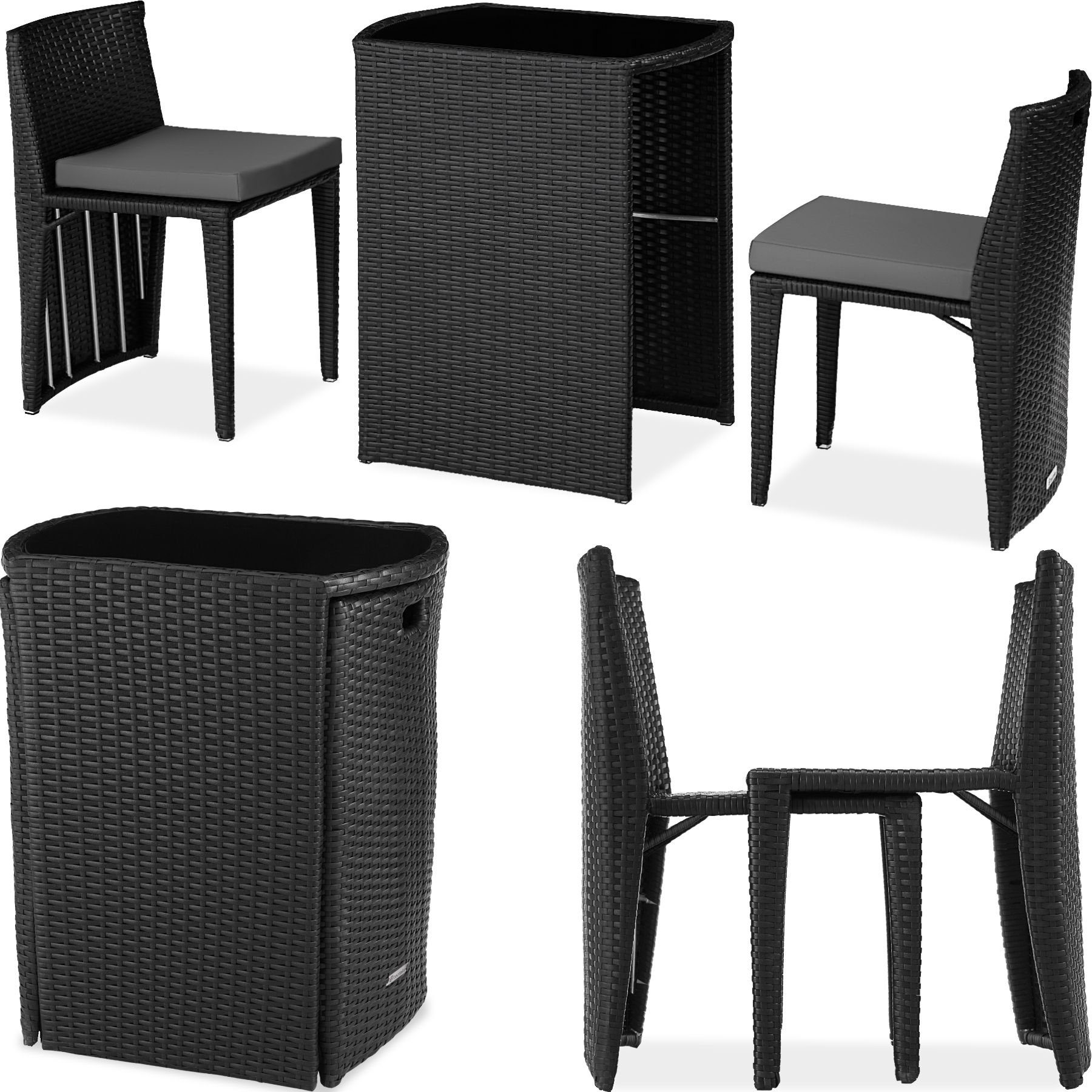 tectake Sitzgruppe Hamburg, (Set, 3-tlg), Tisch- und Stuhl Set