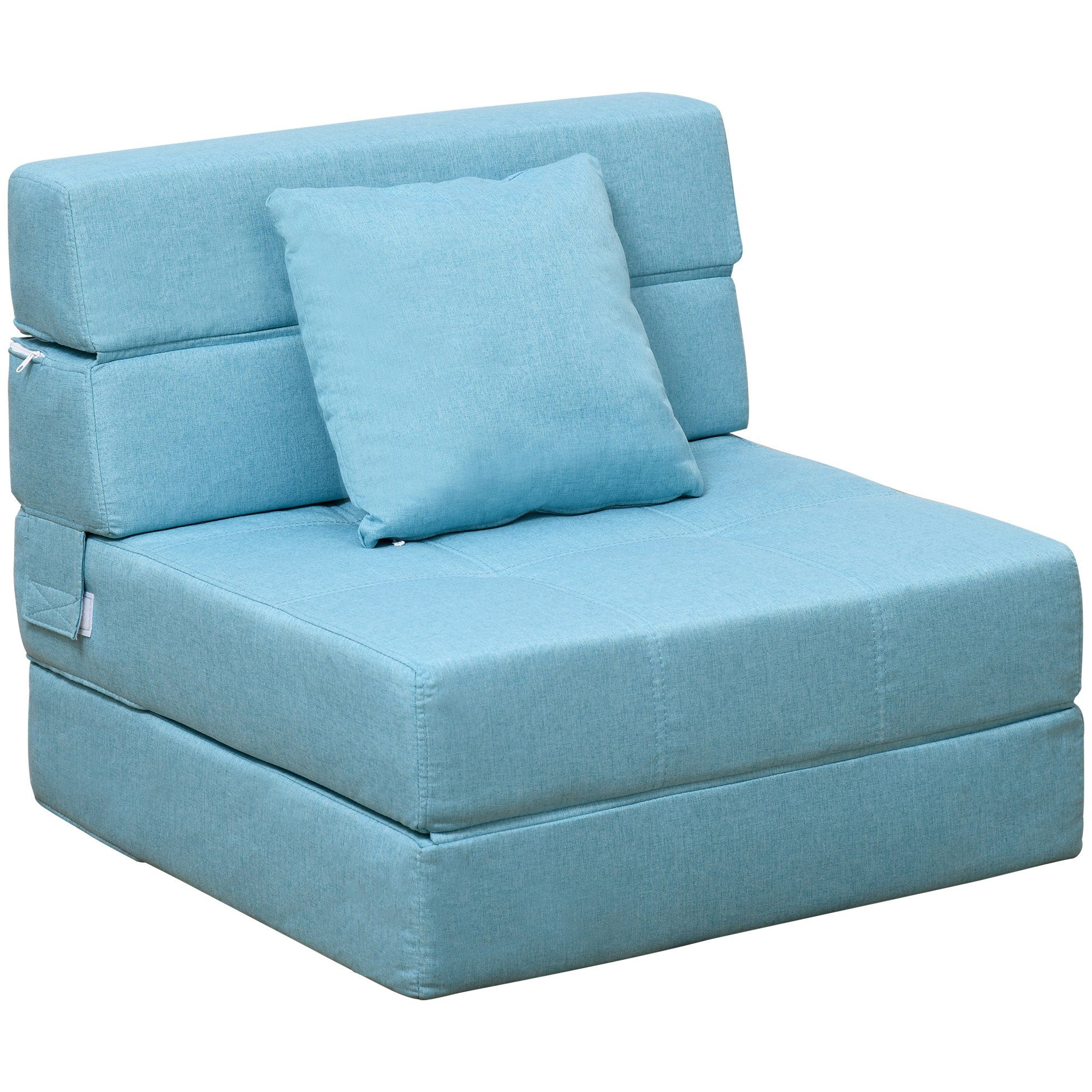 HOMCOM Sessel Schlafsessel mit waschbarem Kissen blau